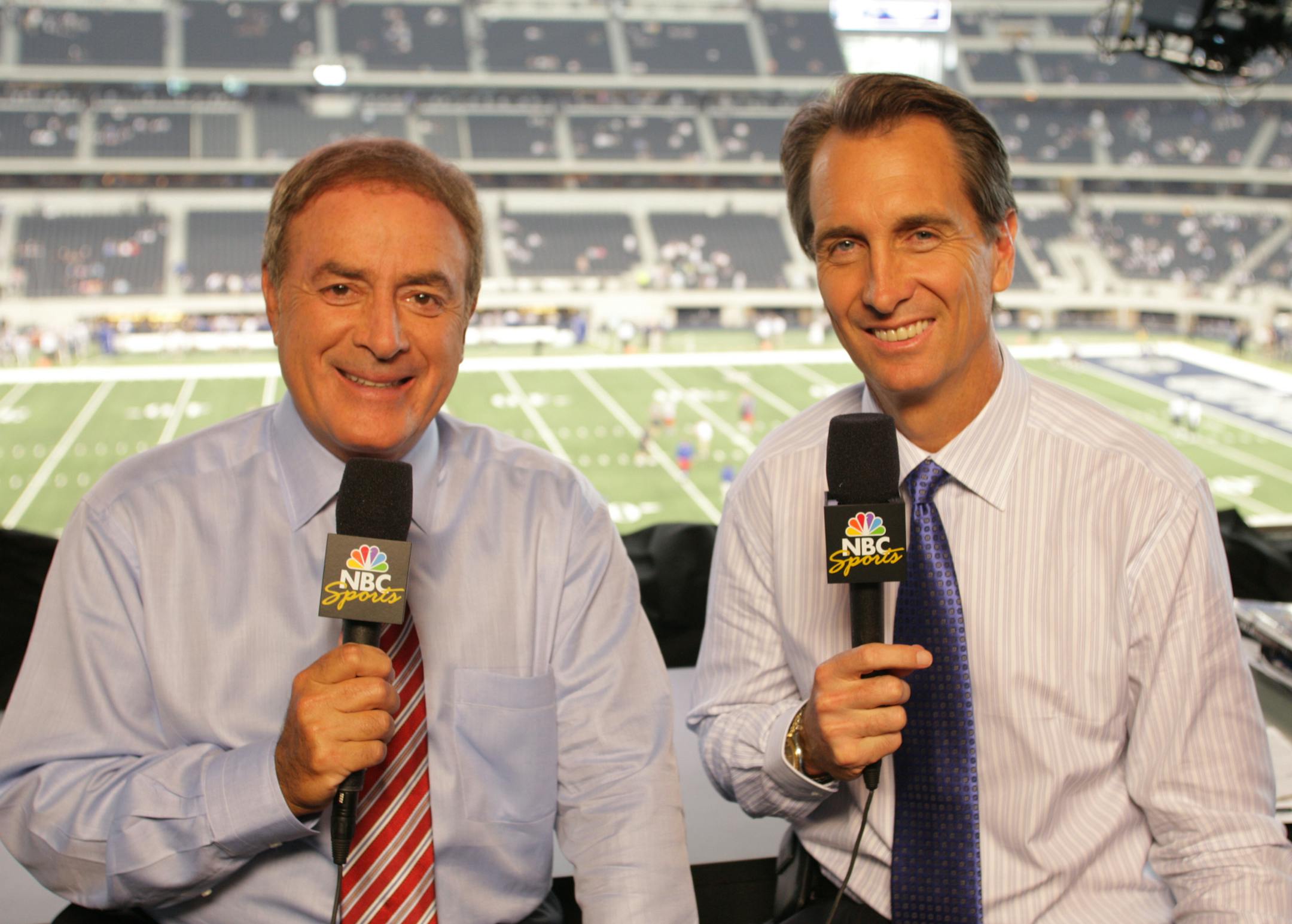 Al Michaels, left, with NBC broadcast partner Cris Collinsworth.