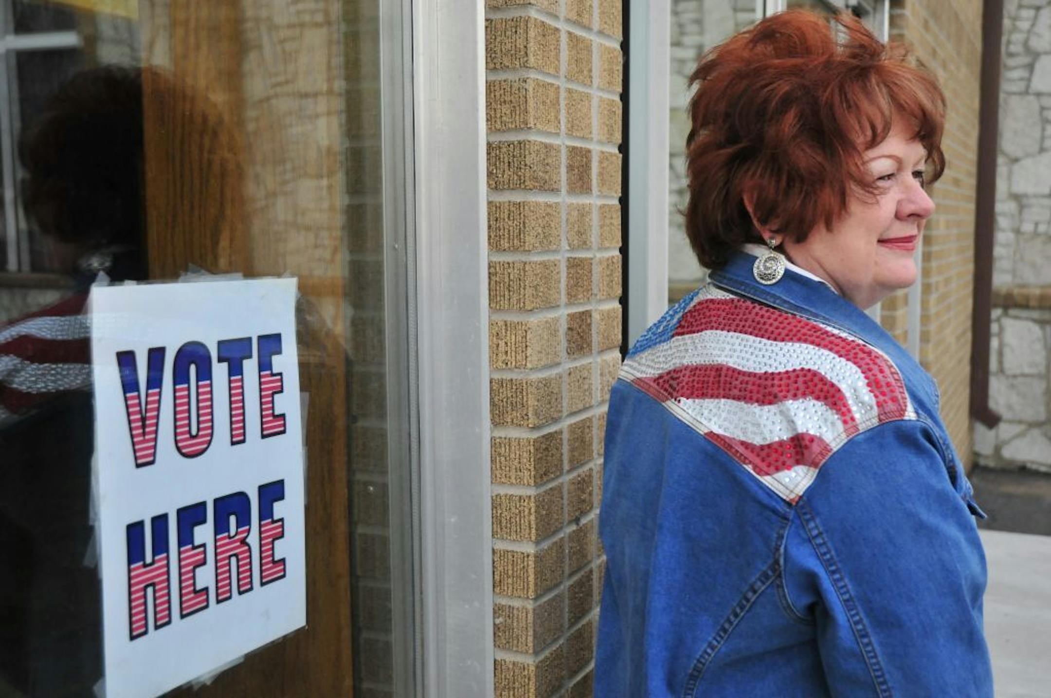 Barbara White outside a polling station at The First Church of the Nazarene in Shawnee, Okla., March 6, 2012. Republicans cast their votes in 10 states on Tuesday to help decide how to award the biggest batch of delegates so far in the party's presidential nominating contest, with Mitt Romney and Rick Santorum engaged in a particularly competitive fight in Ohio.