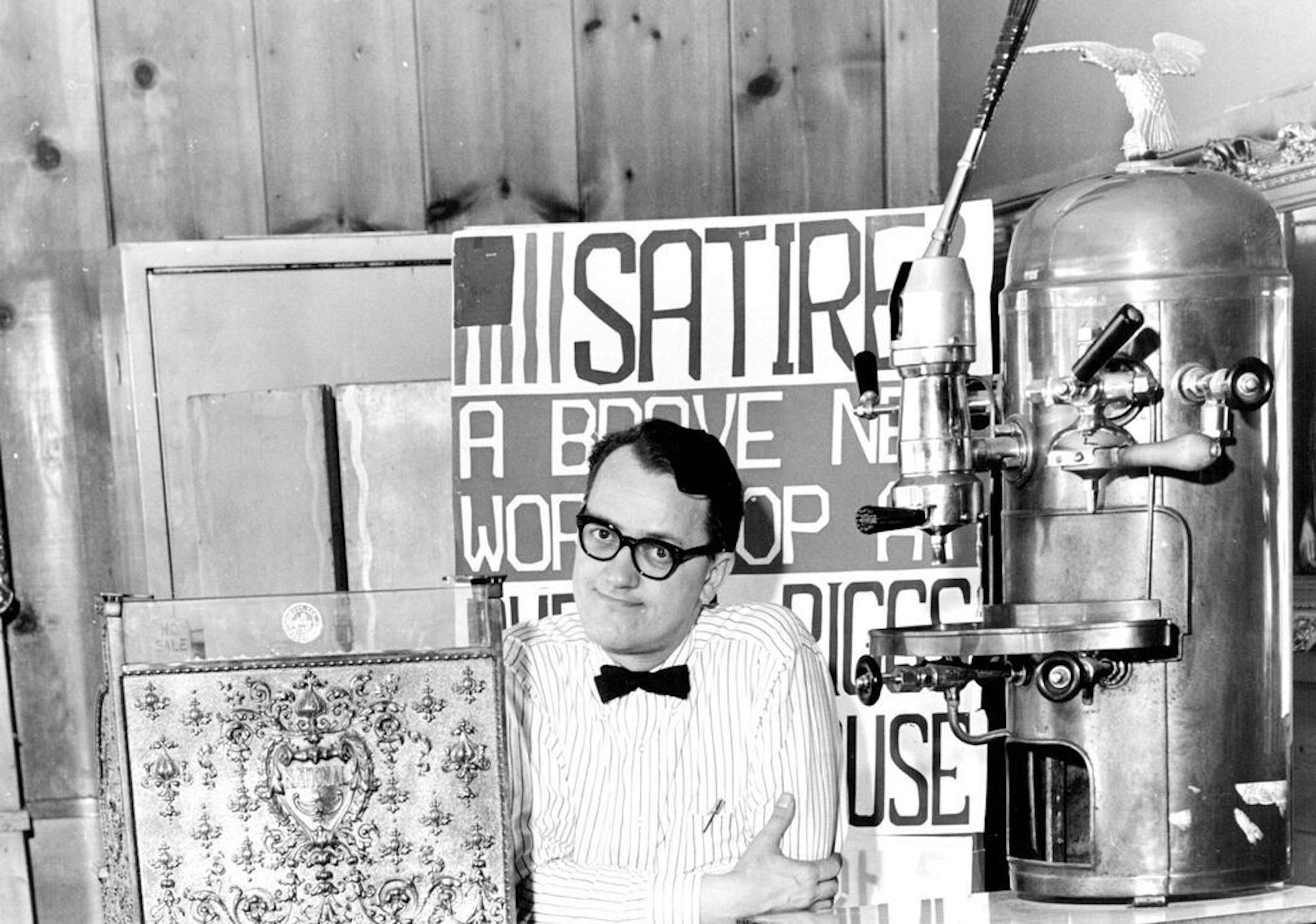 June 1966: "Dudley Riggs, who runs the Brave New Workshop in the Cafe Espresso at 2605 Hennepin Av., is the only Minneapolis coffee shop owner with an authentic espresso press and the only owner who isn't serving coffee. Riggs recently moved his operations from an E. Hennepin location and does not yet have his kitchen installed in the new place For entertainment at the Brave New Workshop, a cast of about five players presents revues both satirical and topical with such typically long names as "T