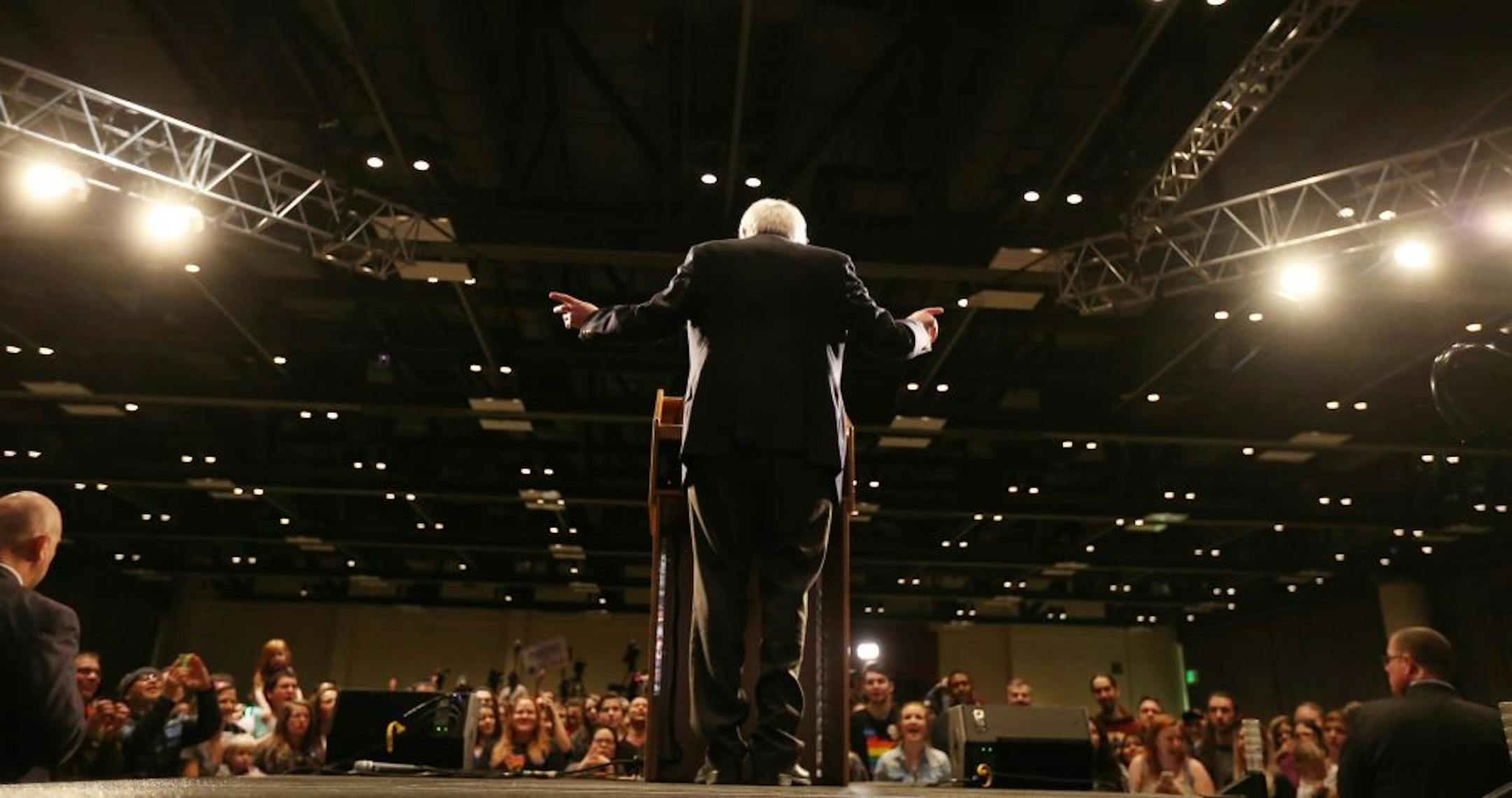 Democratic presidential candidate Bernie Sanders spoke to supporters Monday Feb 29, 2016 at the Minneapolis Convention Center Minneapolis MN.