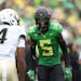 Cornerback Khyree Jackson transferred last season from Alabama to Oregon, where he was named a first-team All-Pac-12 selection.
