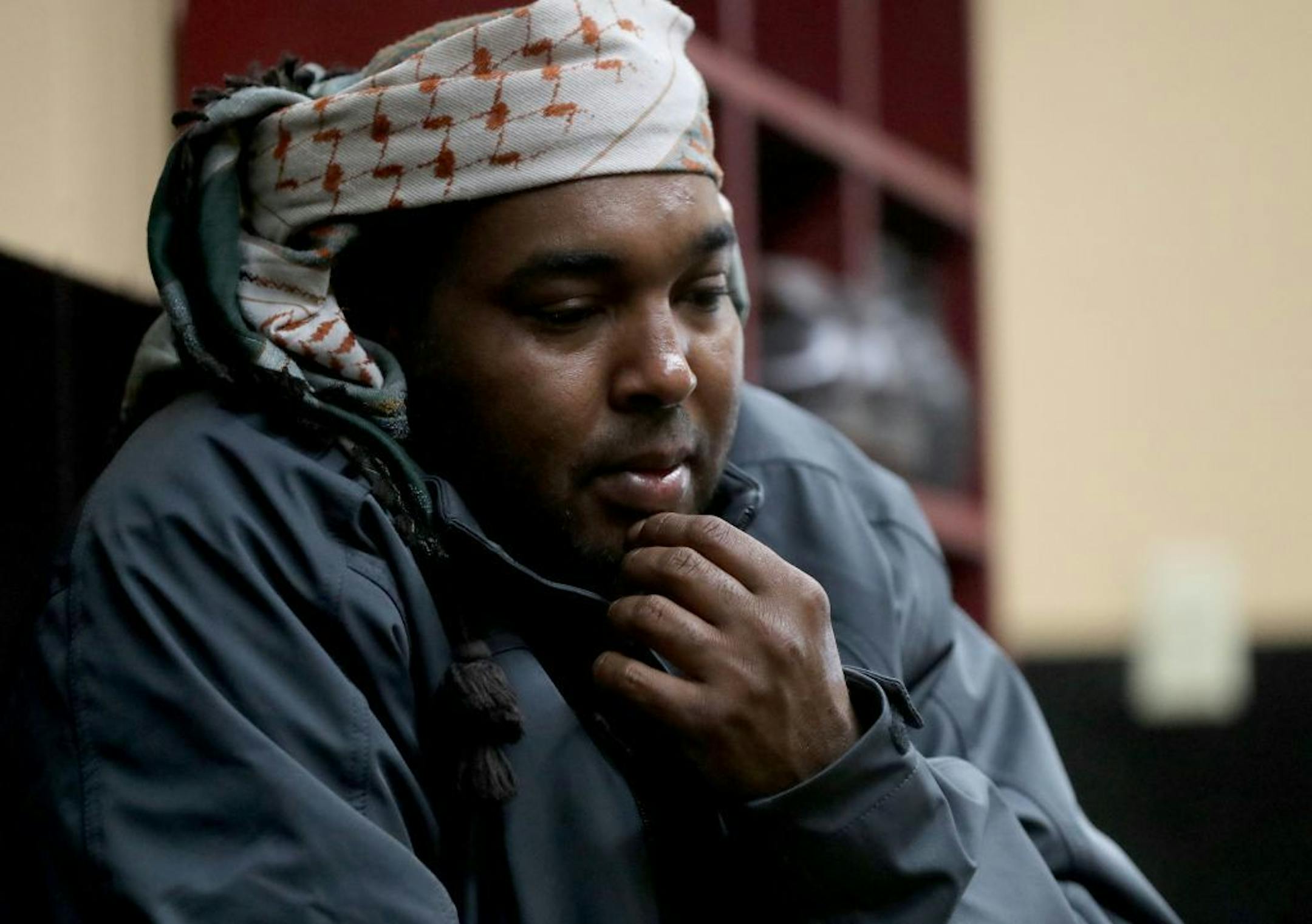 Family members of those killed in the fire sat down with Dar Al-Hijrah Mosque leaders, community leaders and volunteers and representatives of People's Center and Red Cross to discuss funds raised and help needed. Here, Said Isse, Amatalah Adam's cousin, spoke with a reporter Thursday, Dec. 5, 2019, at Dar Al-Hijrah Mosque in Minneapolis, MN.