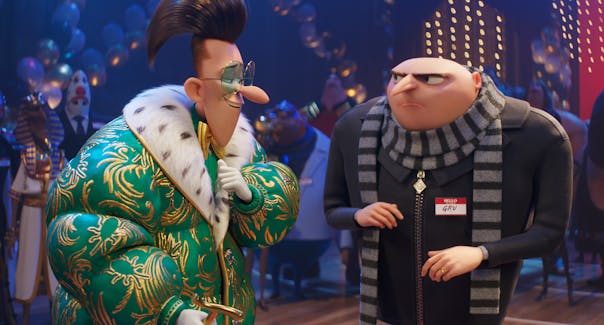 Maxime, voiced by Will Ferrell, left, and Gru, voiced by Steve Carell, in "Despicable Me 4."