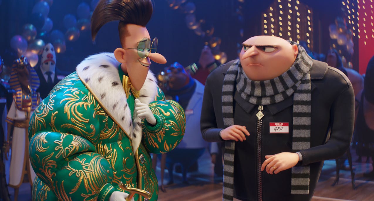 Maxime, voiced by Will Ferrell, left, and Gru, voiced by Steve Carell, in "Despicable Me 4."