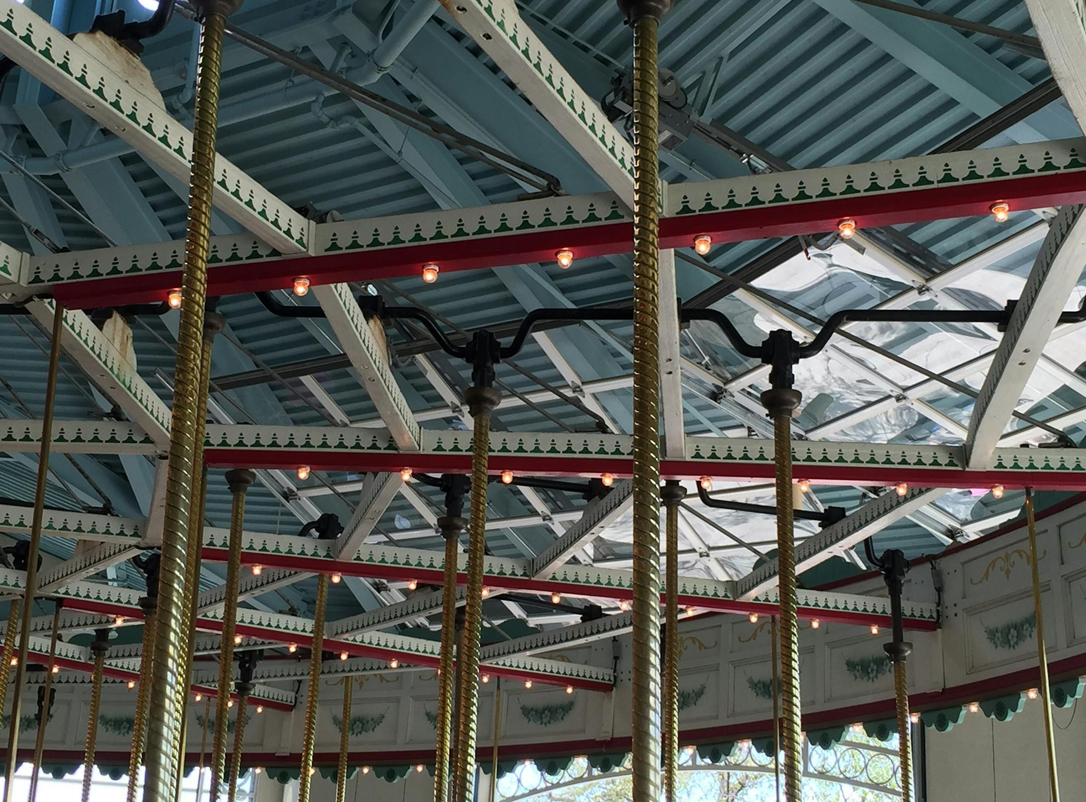 This is the upper mechanism of Cafesjian’s Carousel at Como Park. Photo taken by Melissa Anderson.