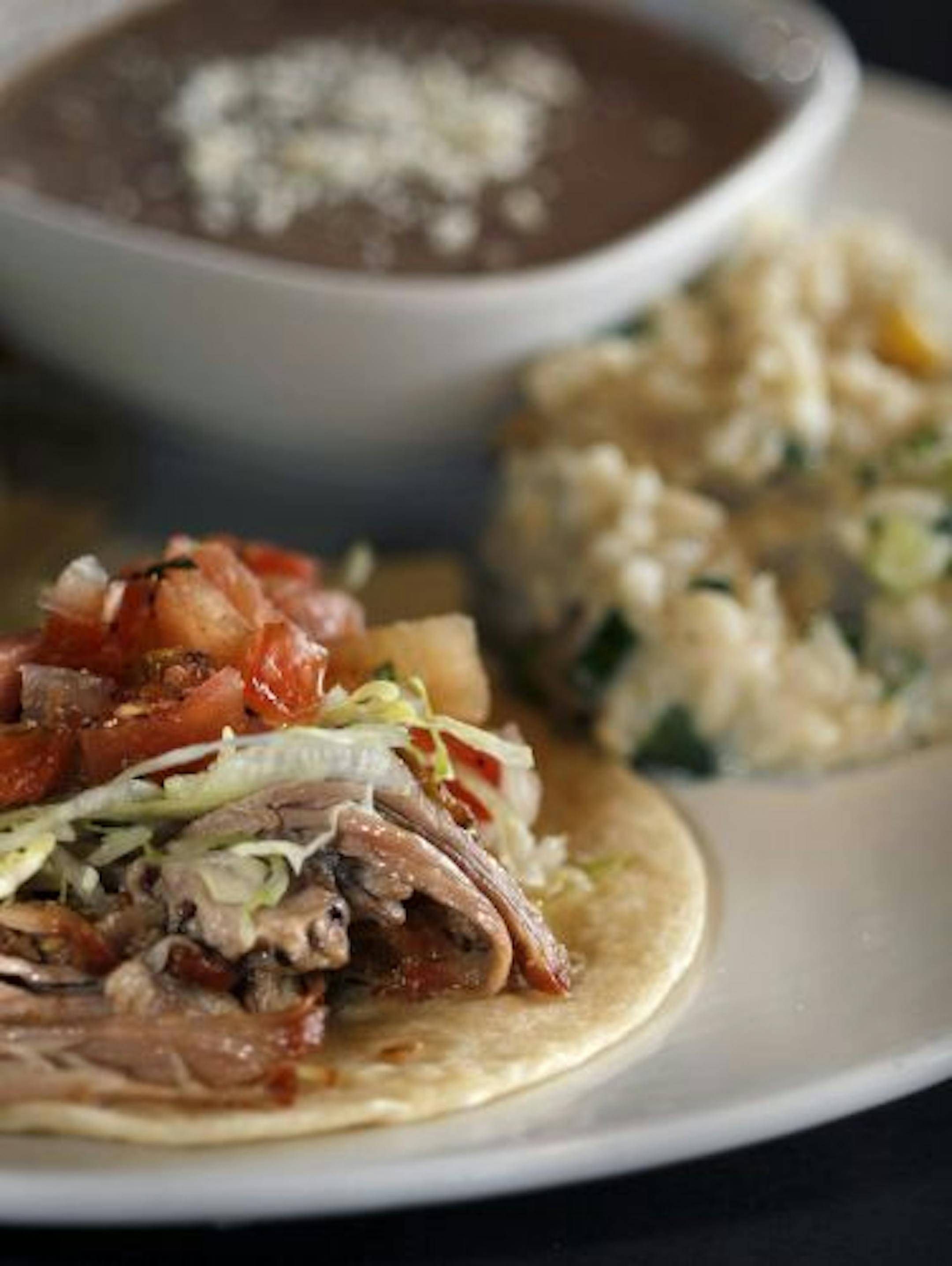 Carnitas tacos at Rojo Mexican Grill.
