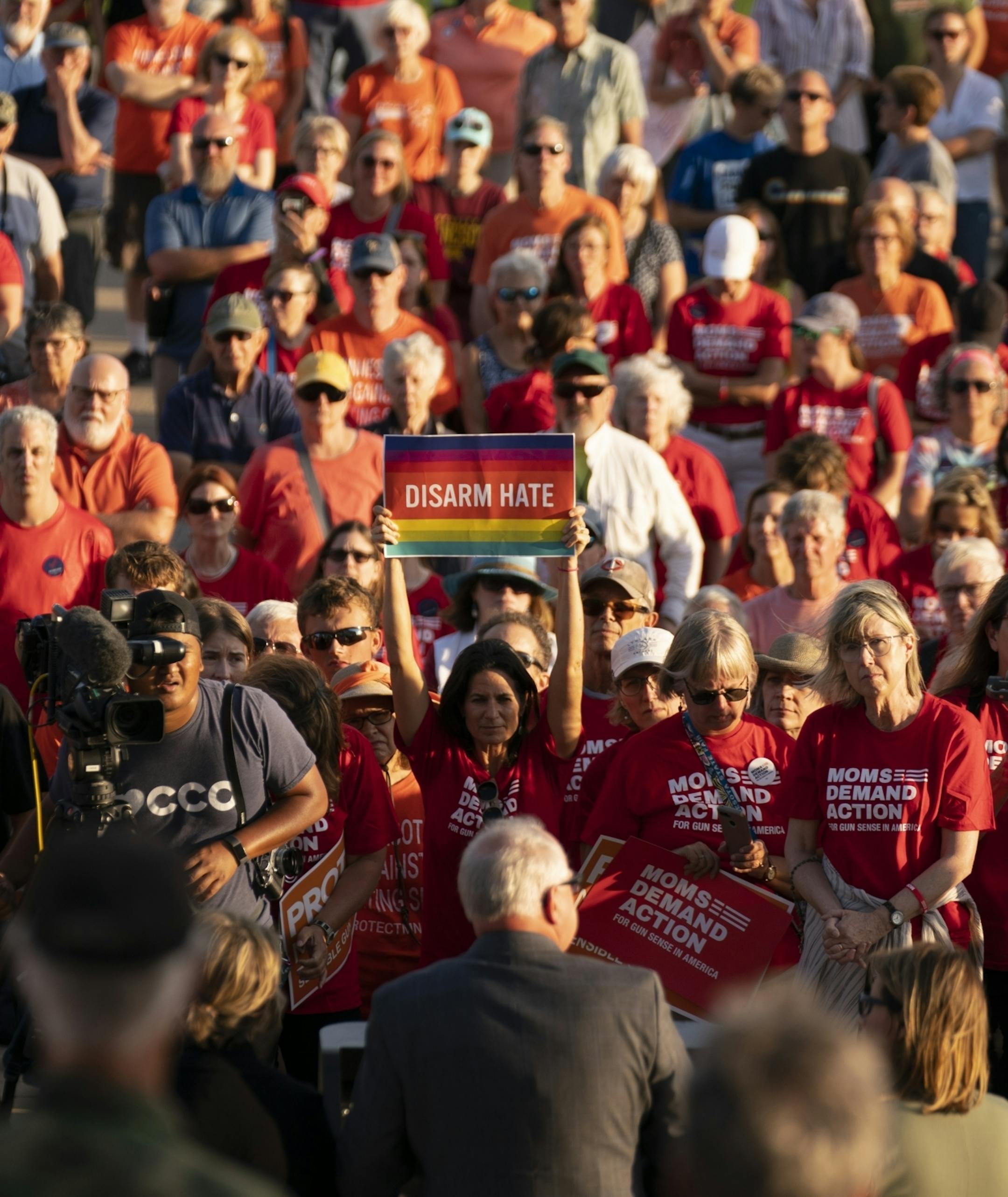 Gov. Tim Walz told the rally he "sadness and the anger and the primal rage" of once again seeing the flag flying at half-staff after a mass shooting.