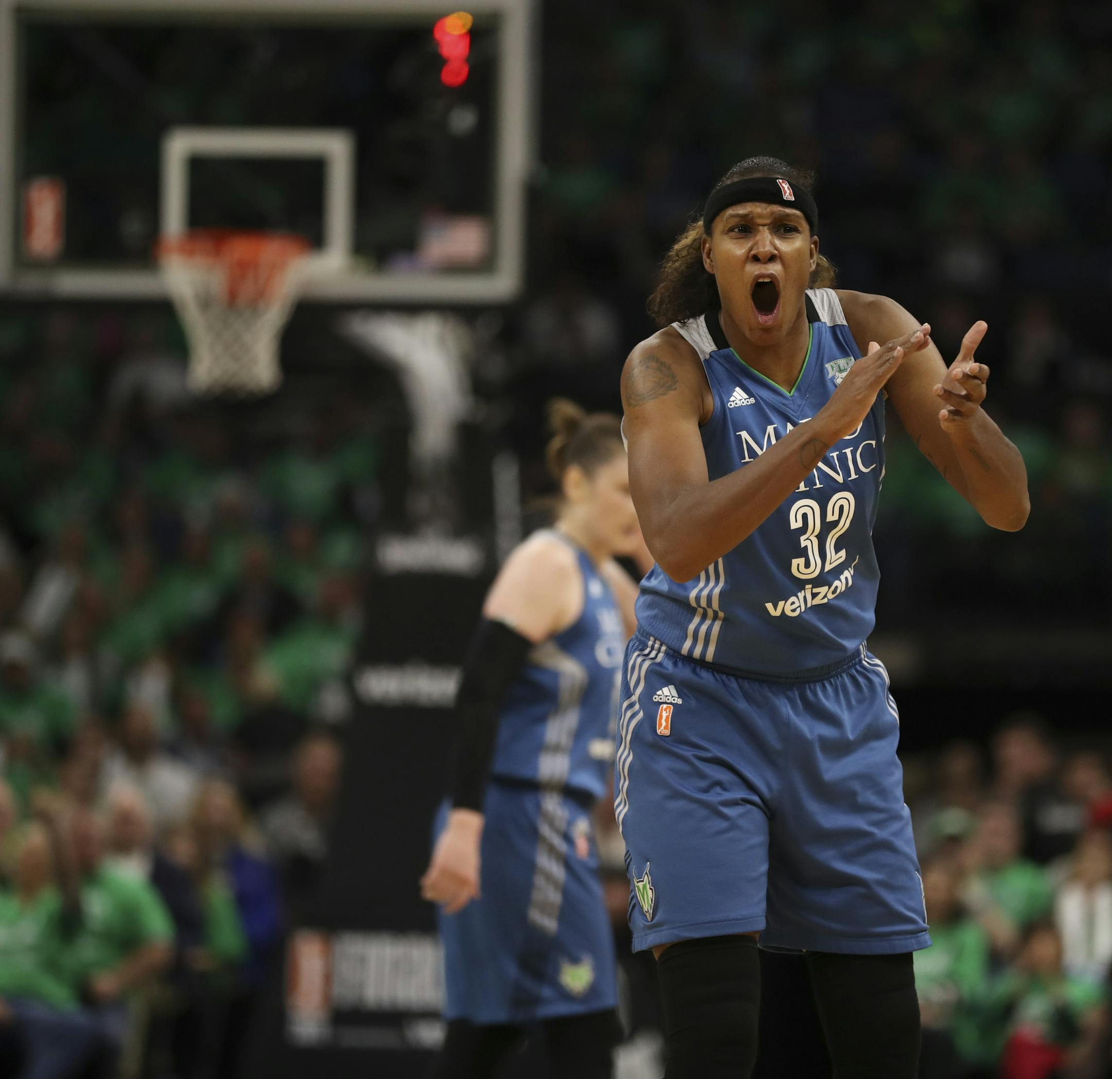 Lynx Rebekkah Brunson complained about a foul during the third quarter. ] JEFF WHEELER ï jeff.wheeler@startribune.com The Minnesota Lynx and the Los Angeles Sparks met in a winner-take-all Game 5 of their WNBA Finals series Thursday night, October 20, 2016 at Target Center in Minneapolis.