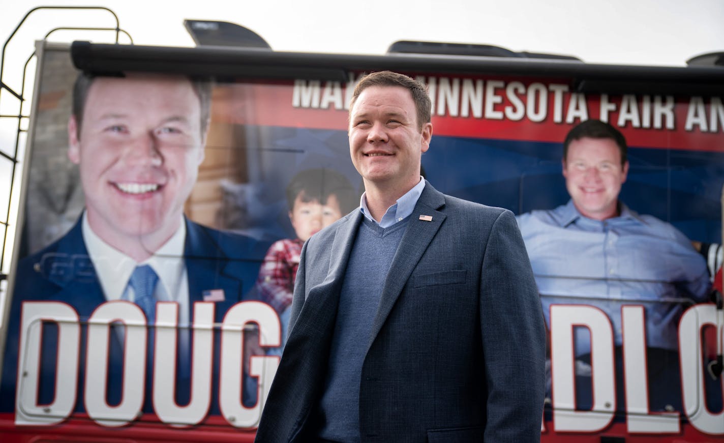 GOP Candidate for Attorney General Doug Wardlow with his campaign van. ] GLEN STUBBE &#xef; glen.stubbe@startribune.com Saturday, October 6, 2018 A Republican Party caravan through the Iron Range. GOP EDS, for use with any appropriate story