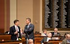 House Majority Leader Ryan Winkler had a discussion on the House Floor with Minority Leader Kurt Daudt as debate slogged forward on the Omnibus enviro