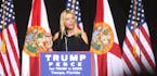 Florida Attorney General Pam Bondi speaks to Donald Trump supporters during a campaign rally at the Entertainment Hall at the Florida State Fairground