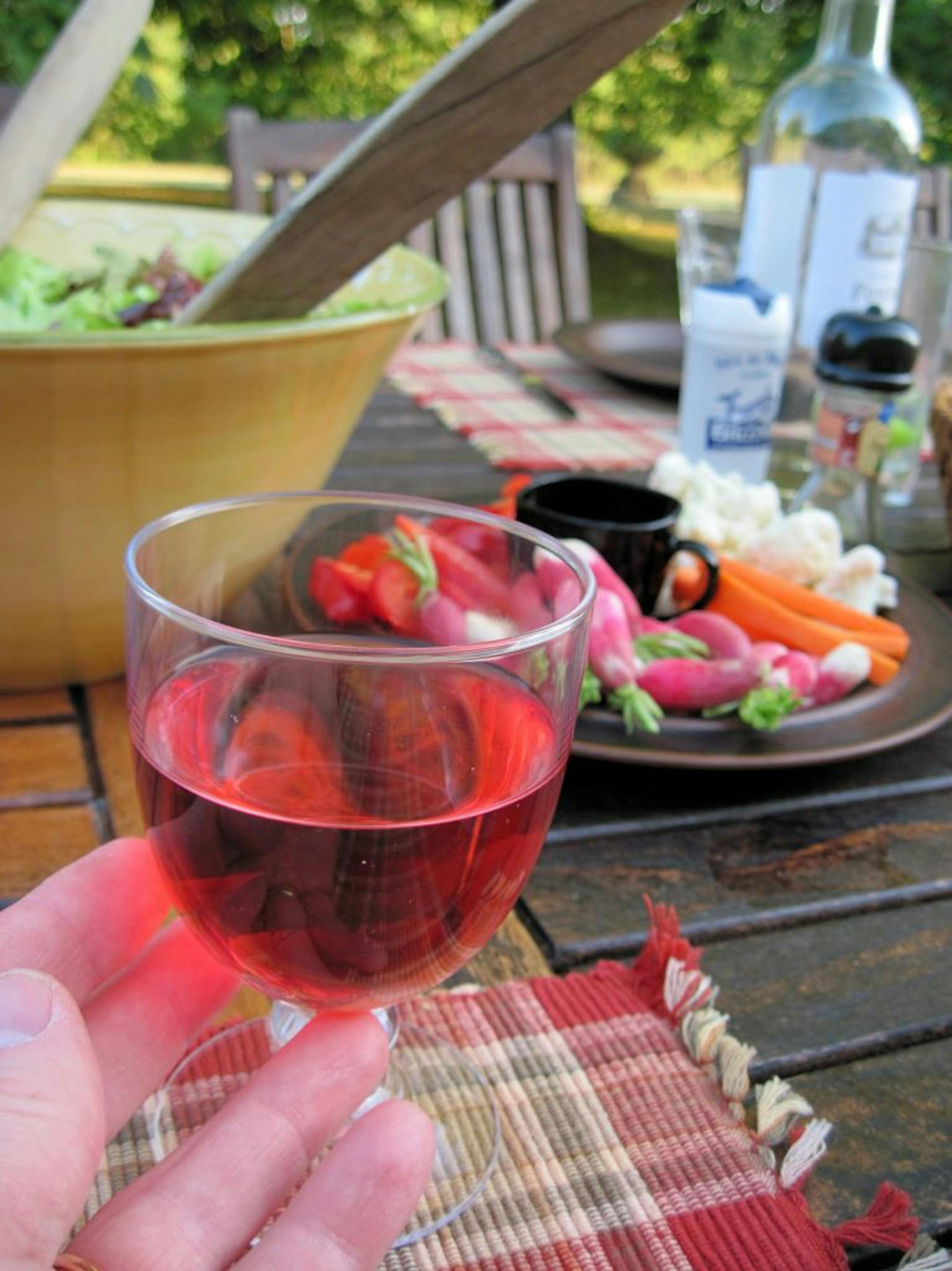 France's classic aperitif, a kir, is usually made with creme de cassis and white wine. As in this shot, taken in St. Avit Senieur in the Dordogne, it's typically served before a meal.