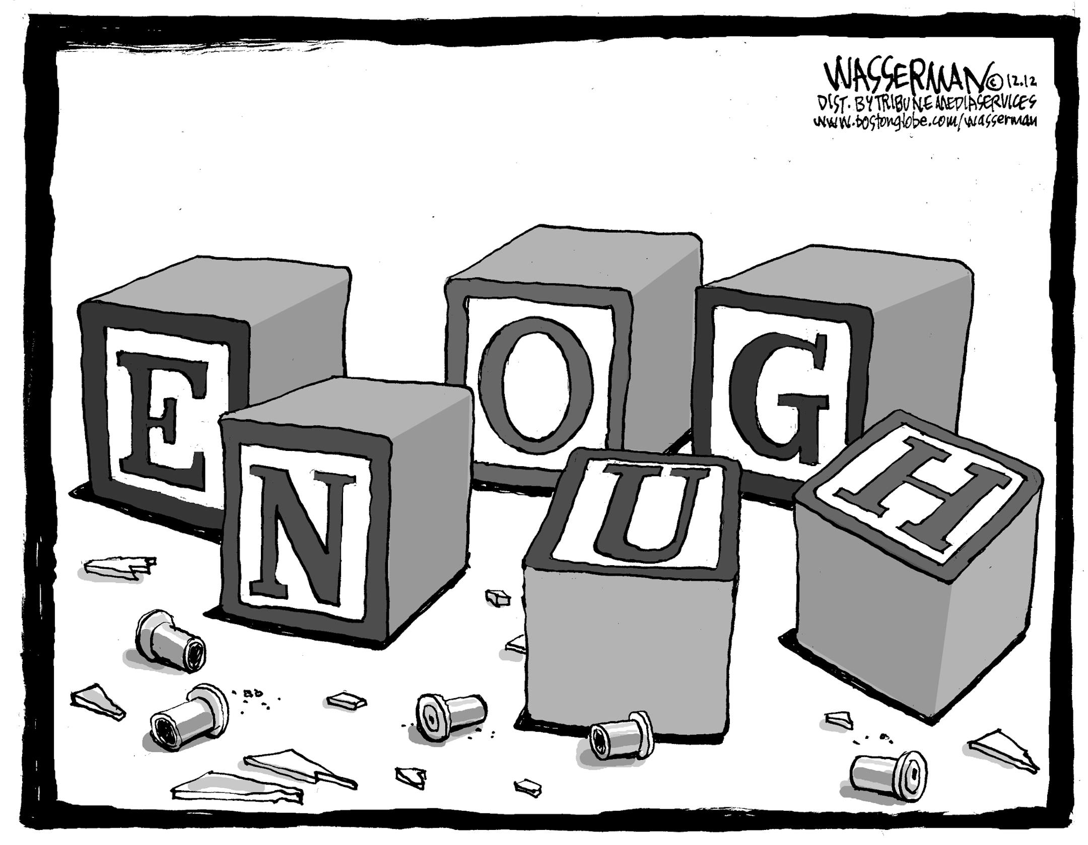 Dan Wasserman editorial cartoon for Dec. 15, 2012.