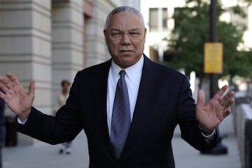 FILE - In this Oct. 10, 2008 file photo, former Secretary of State Colin Powell is seen in Washington. Powell says he sent Hillary Clinton a memo tout