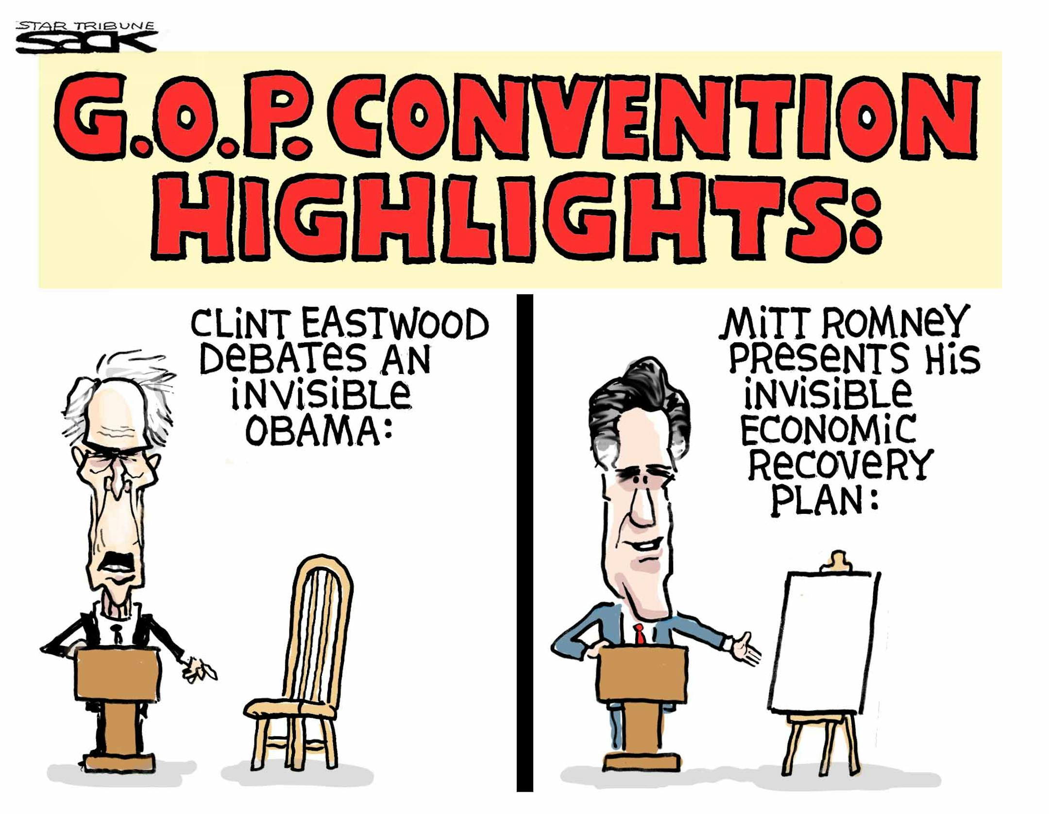 Steve Sack editorial cartoon for Sept. 2, 2012. Topic: Republican National Convention.