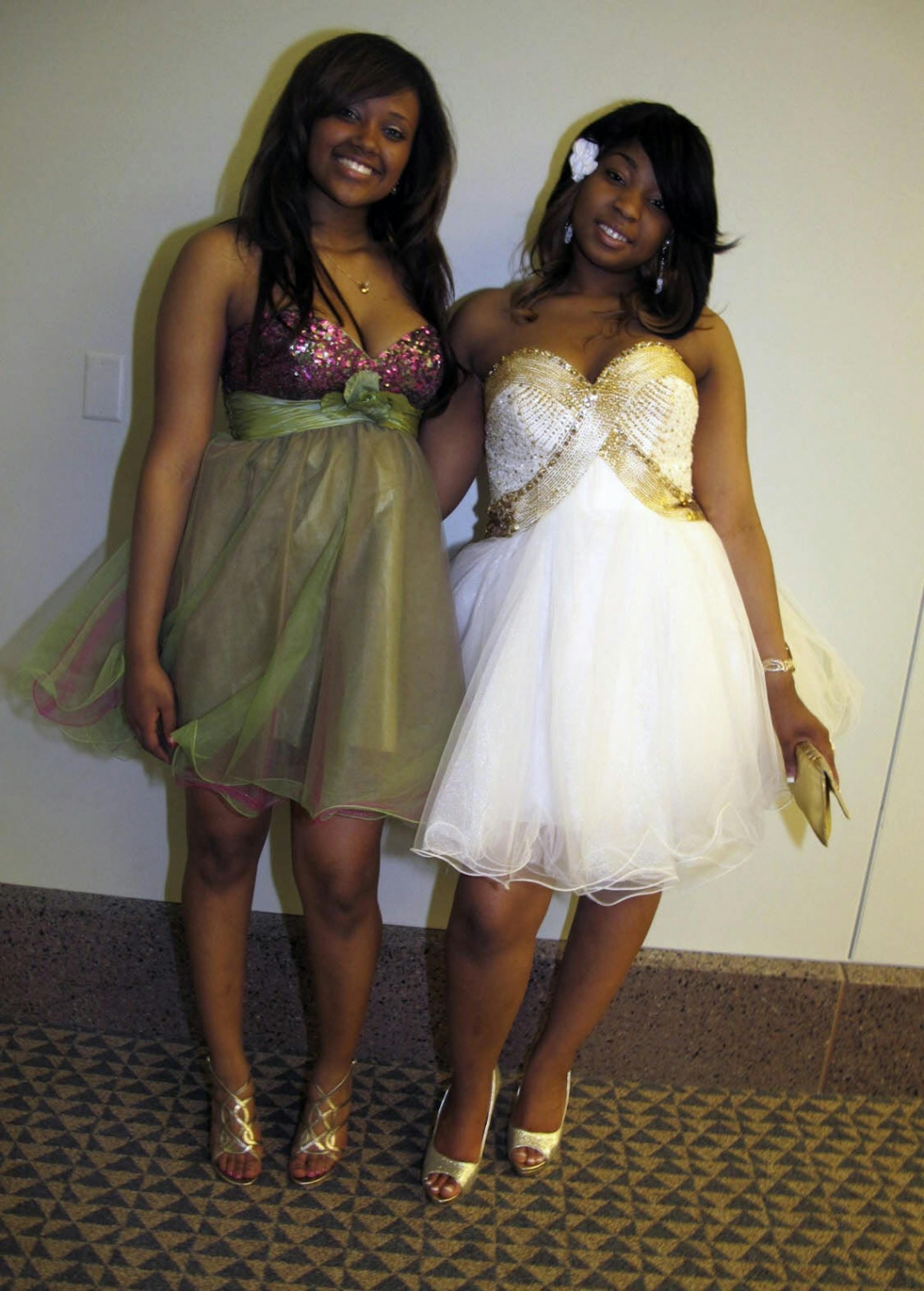 Sara Glassman, sglassman@startribune.com Coon Rapids High School's prom. Short dress Khalia Jackson, senior Dress: $281, from a website. Why: She really wanted a more princess-like look, but was happy about the final outcome. �I�m going to go drop my shoe and see if someone random picks it up.� White Marquetta Cooper, senior Dress: $350, from Sherri Hill from www.sherrihill.com Why: �I had a pink a pink dress, but it wasn�t available in time. I wanted to go short because everyone else goes long.