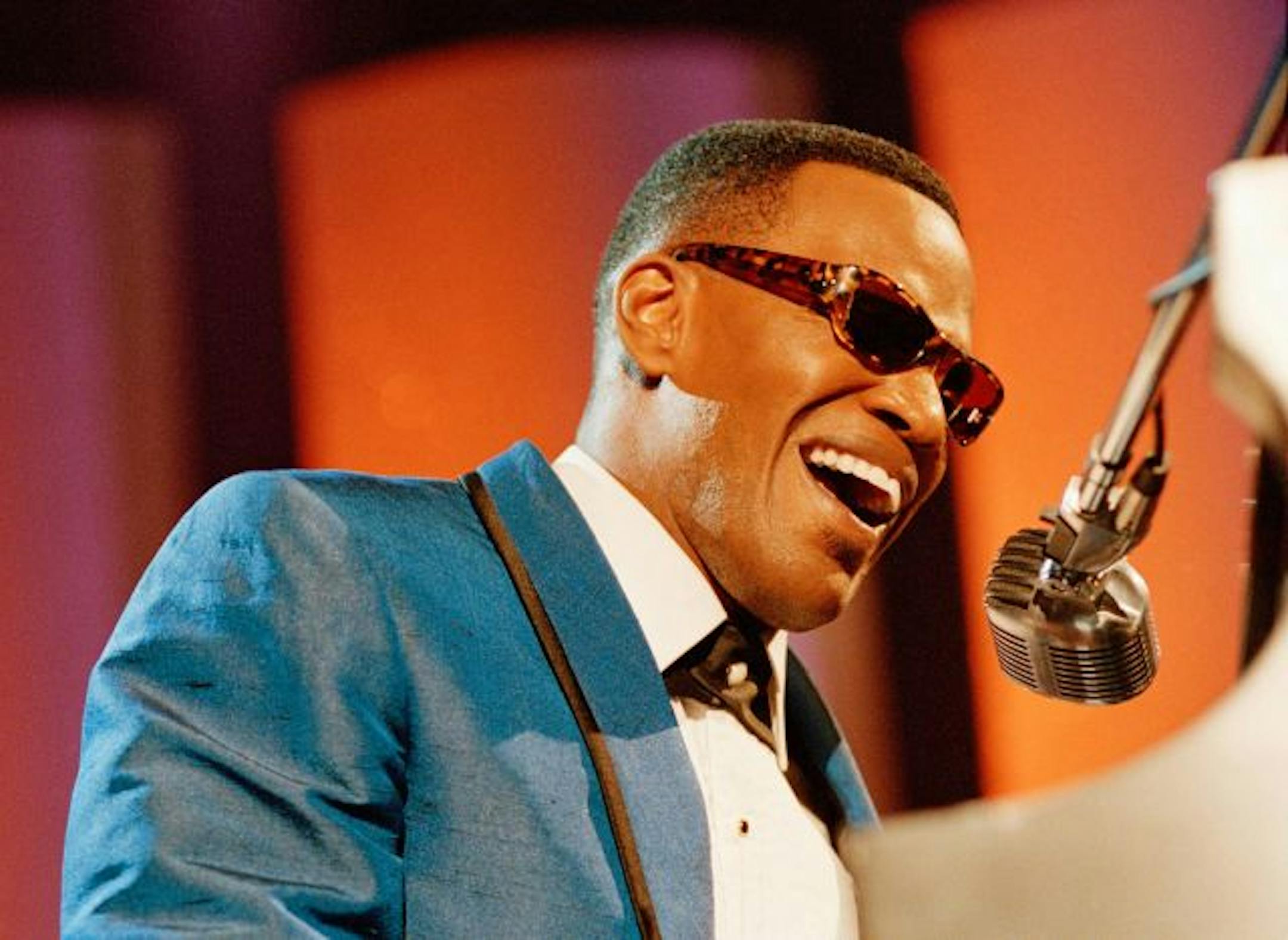 Actor Jamie Foxx portrays - and sings as - Ray Charles in "Ray."