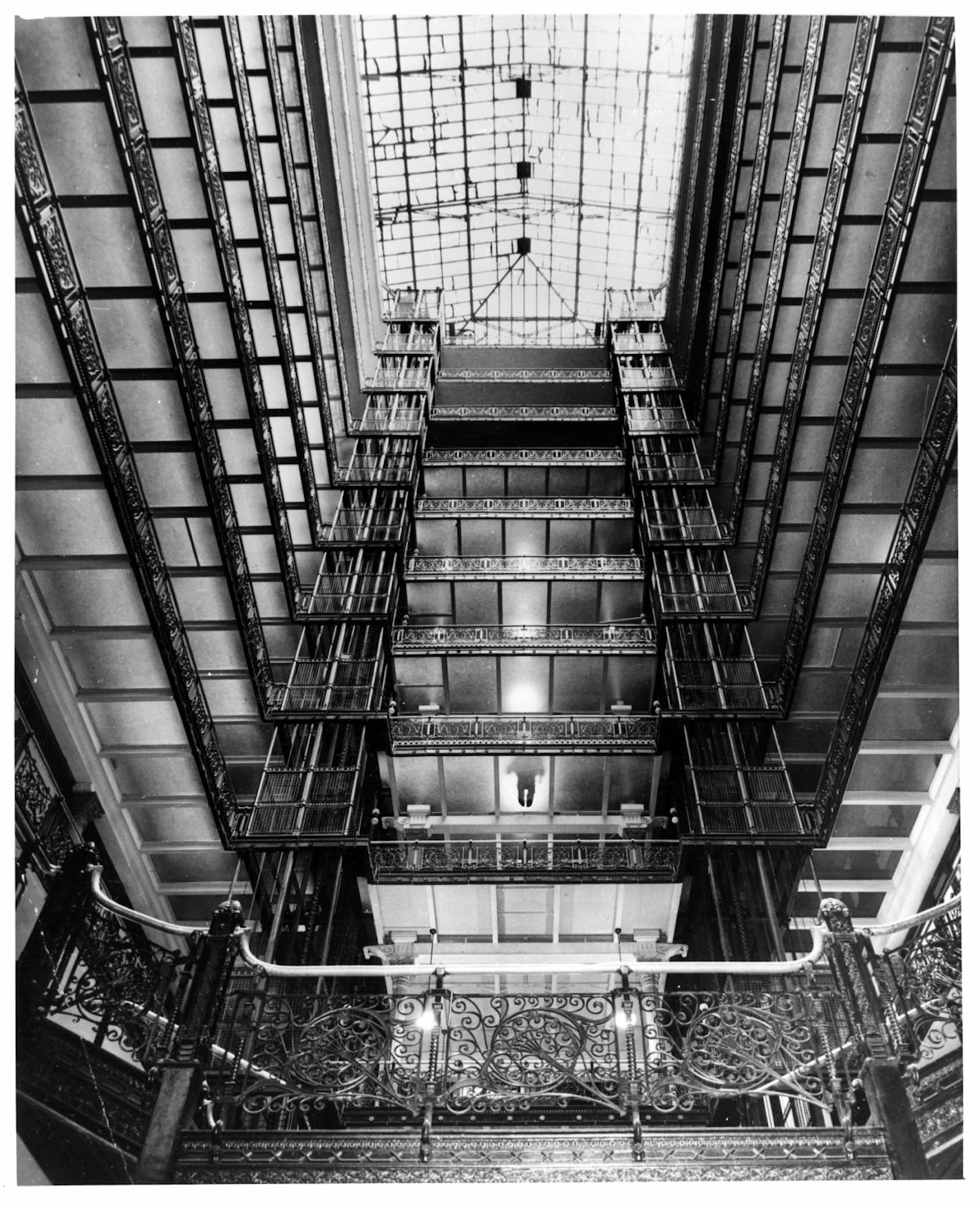 Metropolitan building, interior glass block floors