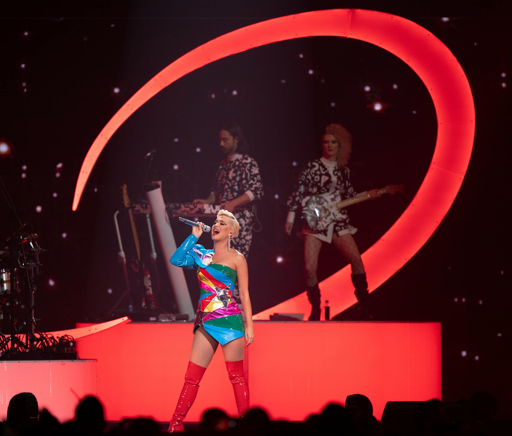 Katy Perry early in her show at The Armory in Minneapolis Sunday night. ] JEFF WHEELER • jeff.wheeler@startribune.com Katy Perry performed at The Armory in Minneapolis on Sunday night, April 7, 2019 as part of the March Madness Music Series.