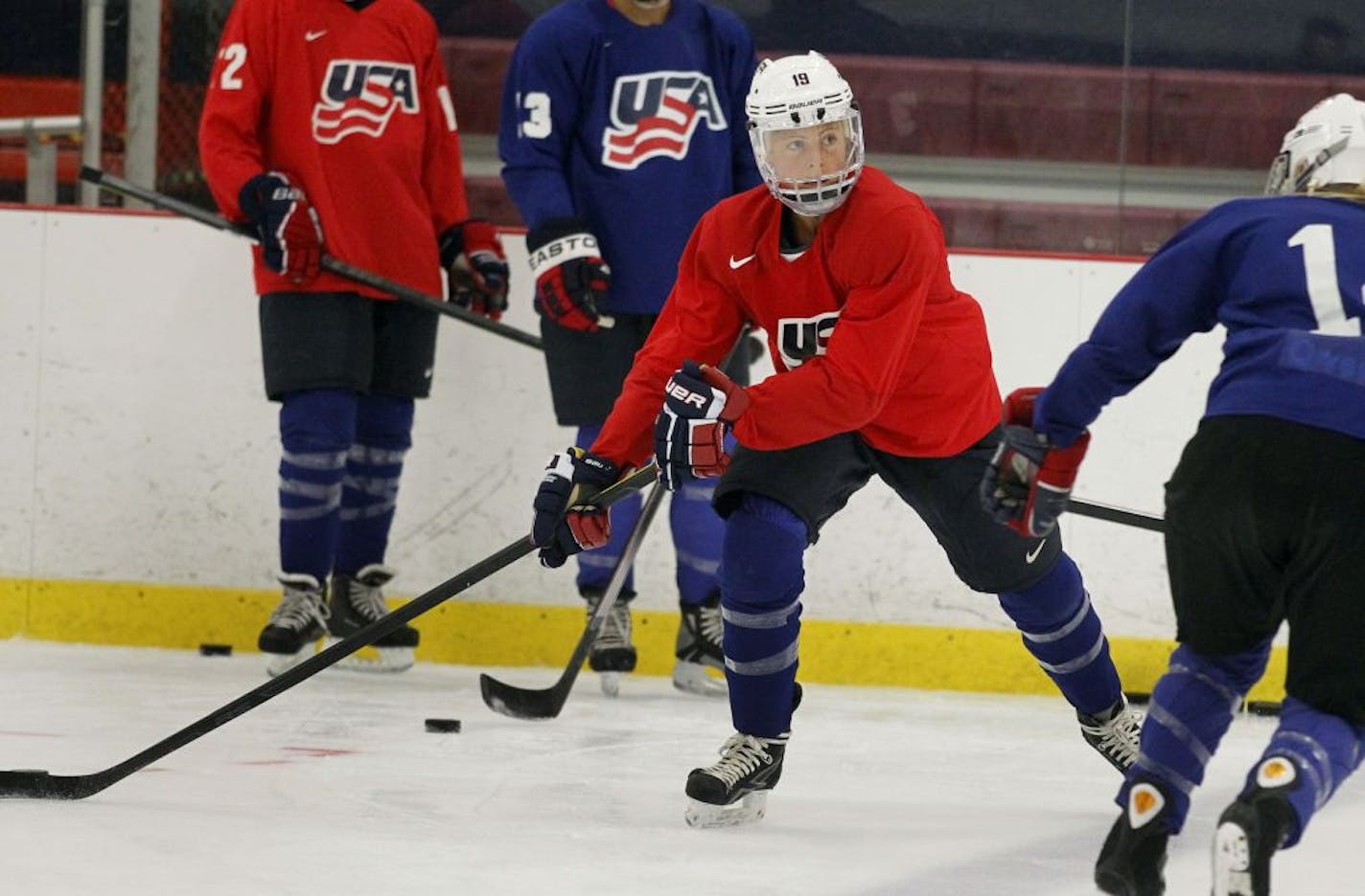 Gigi Marvin, a Warroad native and former Gophers women's hockey star, is training in Blaine for a spot on the U.S. team to play in the Four Nations Cup and, eventually, a position on the 2014 Olympic team.