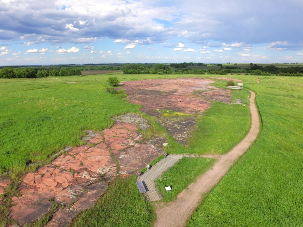 An aerial view of the Jeffers Petroglyphs site.
