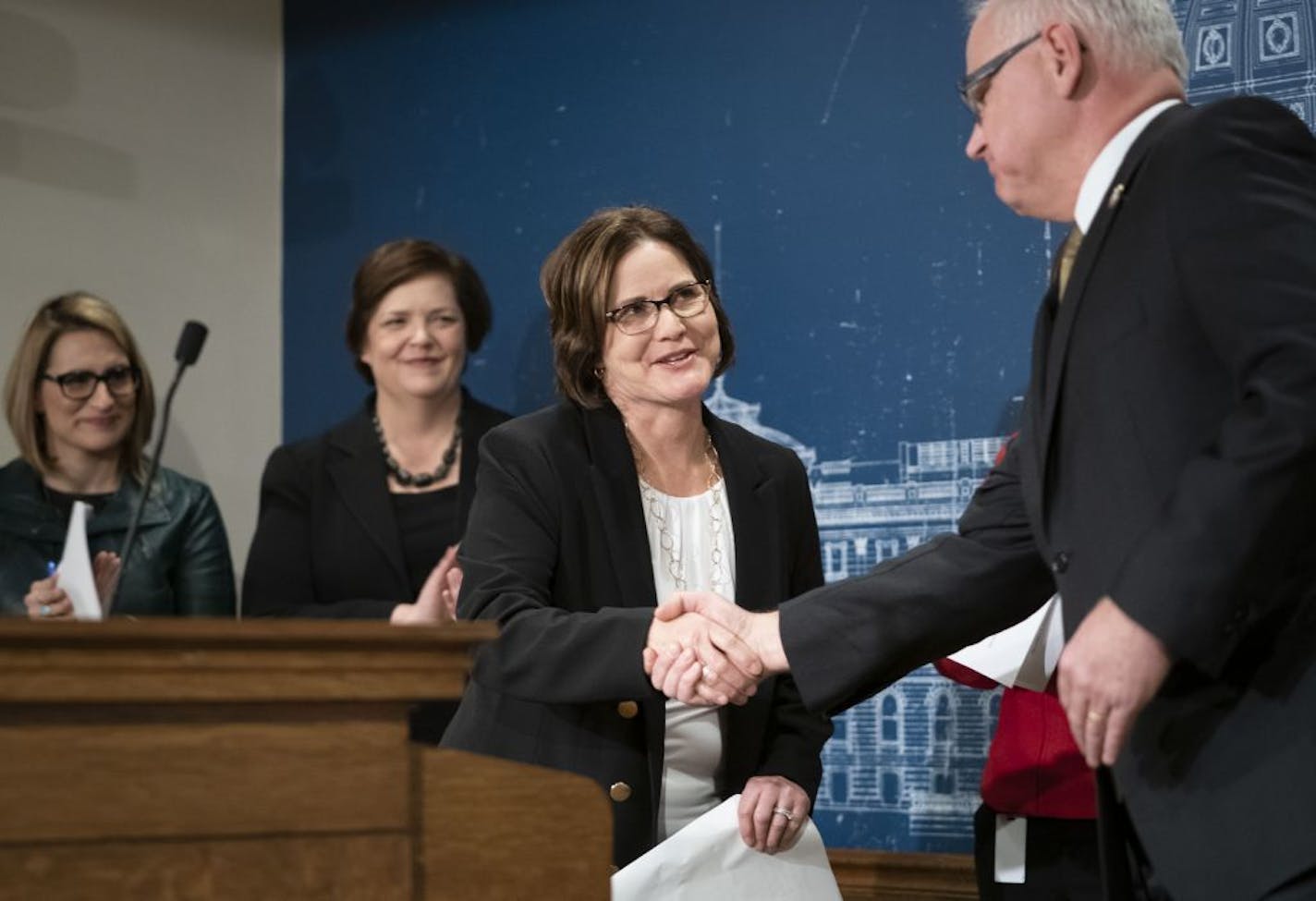 File photo: Nora Slawik was named chair of the Metropolitan Council by Governor Tim Walz at the State Capitol in St. Paul on December 18, 2018. She announced her resignation Friday.