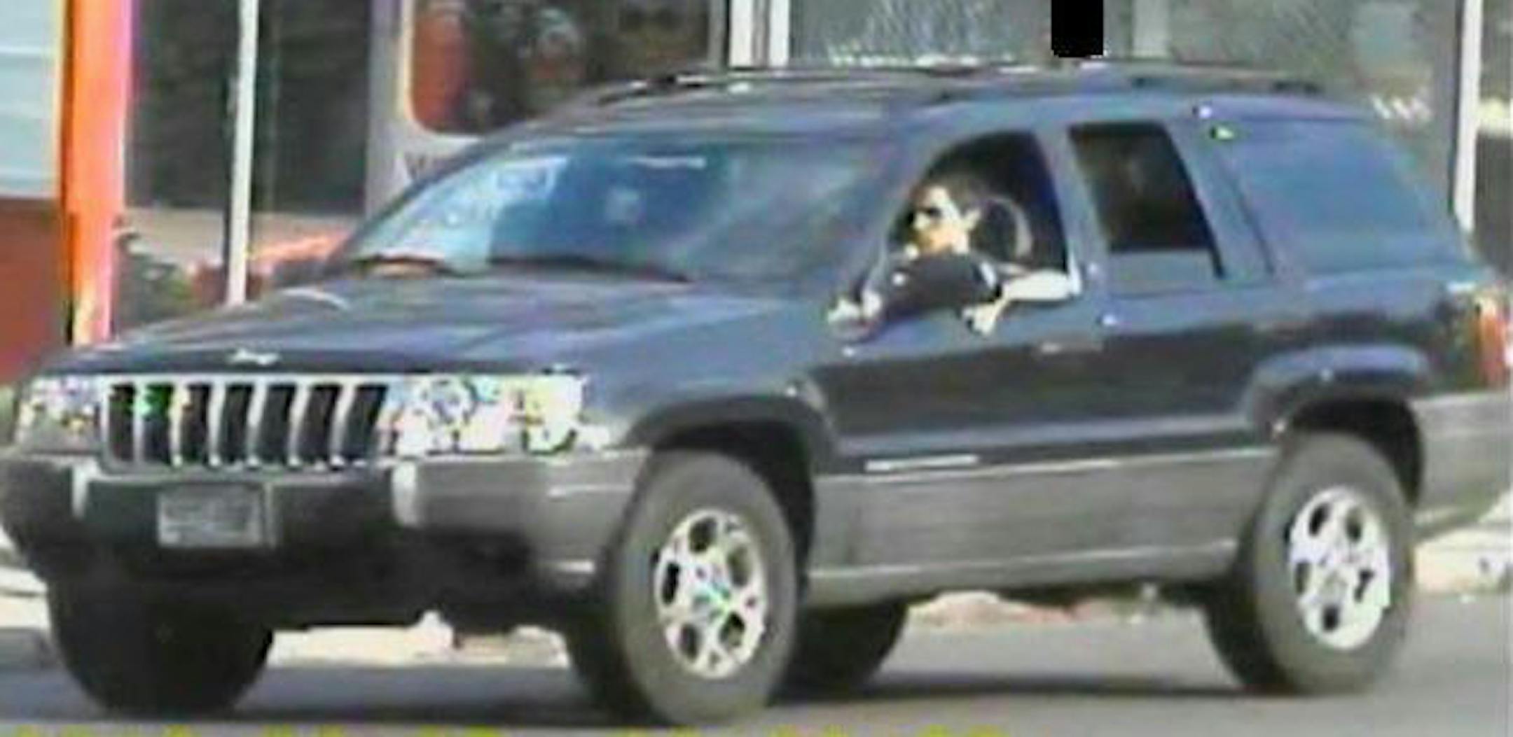 This vehicle and its driver are suspected in the hit-and-run that injured a man opening his car door on Wednesday night.