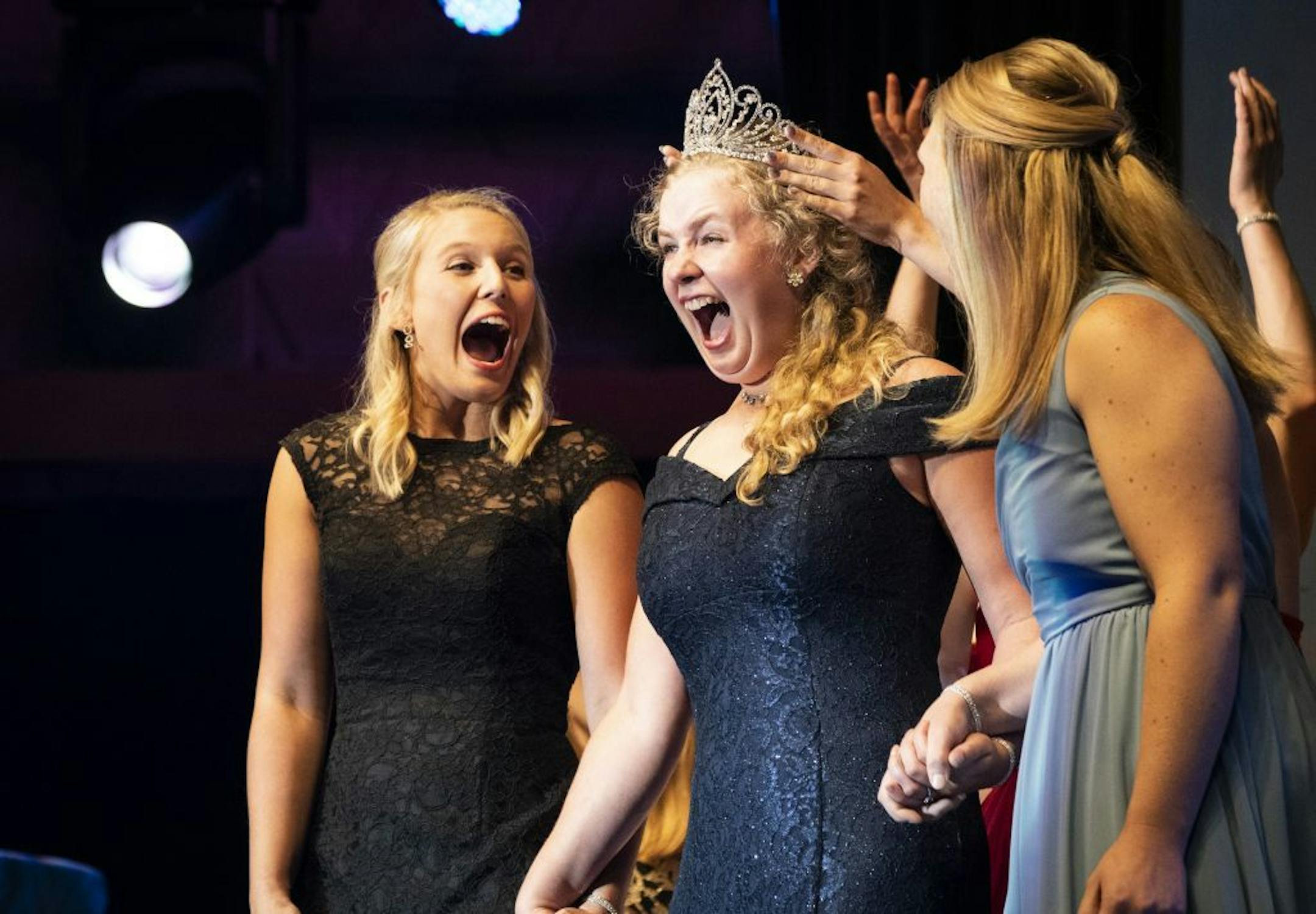 Amy Kyllo, of Byron, was crowned Princess Kay of the Milky Way at the Minnesota State Fairgrounds in Falcon Heights, Minn., on Wednesday, August 21, 2019. At left is finalist Elizabeth Krienke and at right finalist Brittney Tiede.