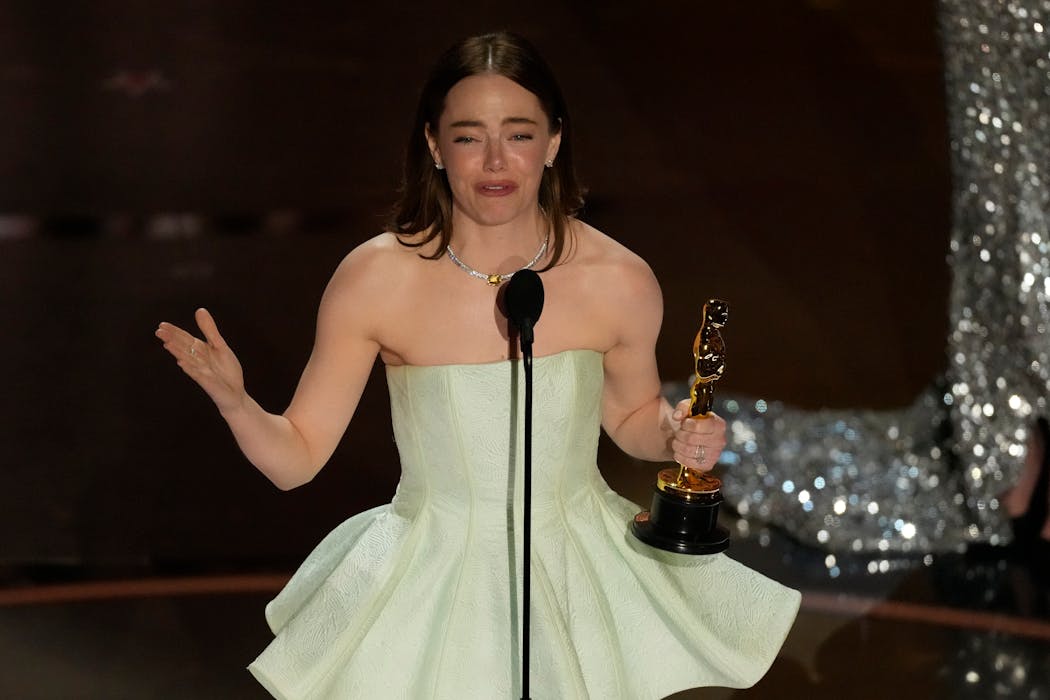 “It’s not about me — it’s about a team that came together to make something greater than the sum of its parts,” she said in her acceptance speech on winning the best actress Oscar honor for “Poor Things.”