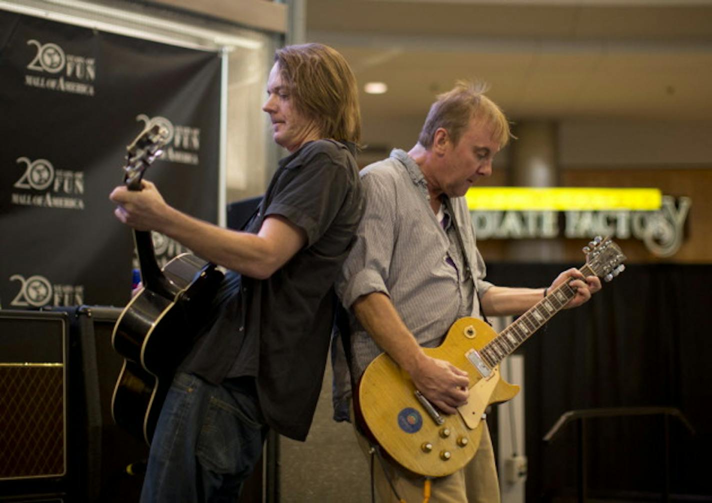 Dave Pirner, left, and Dan Murphy played the Mall of America in June, a sign of the heavy promotion behind Soul Asylum's new album. / Jeff Wheeler, Star Tribune