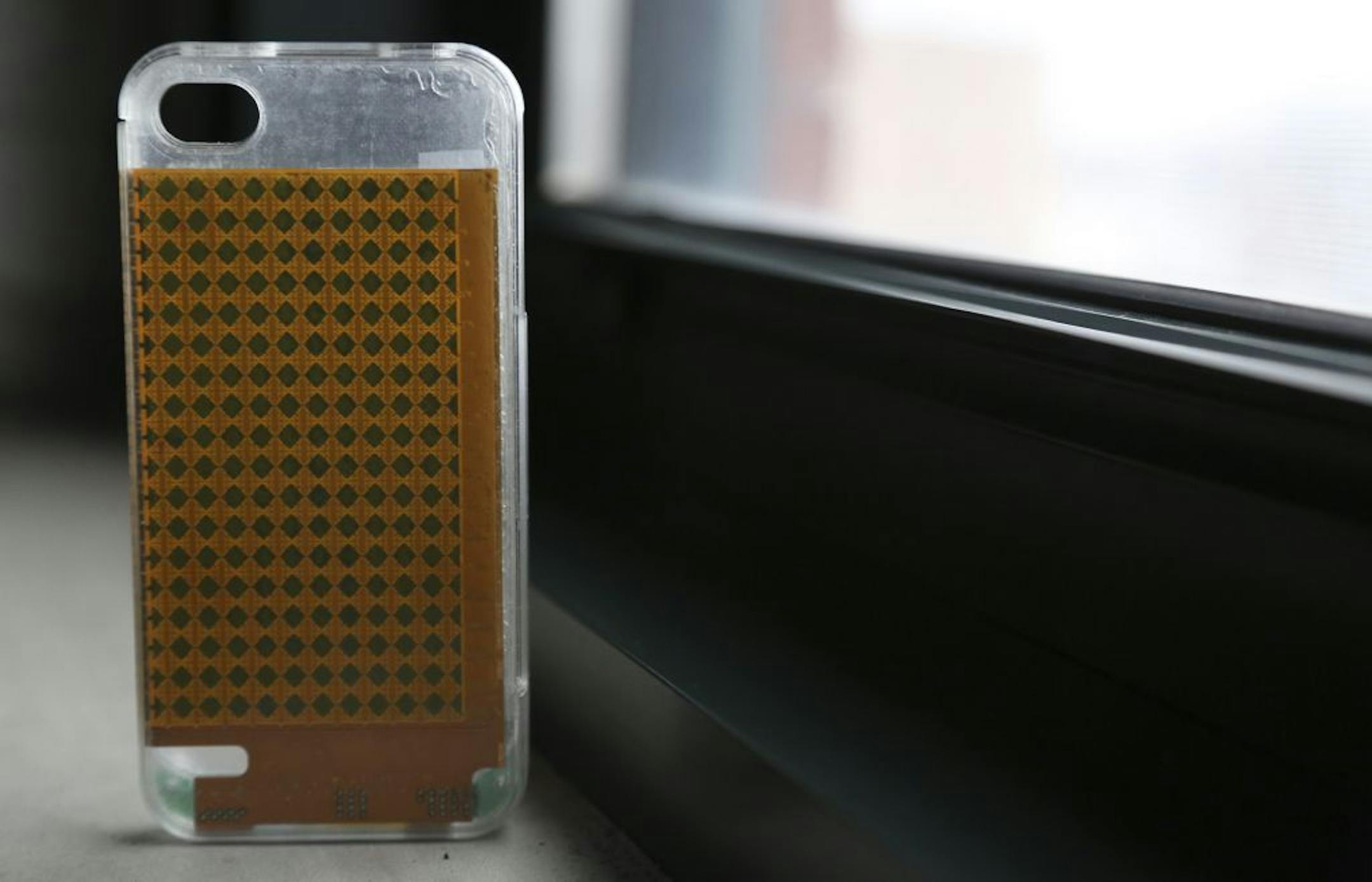 Inside look at the touch sensitive case, Sensus, made for the iPhone at the Canopy office in Minneapolis, Min., Wednesday January 2, 2012. The protective case containing its own electronics that can mimic the iPhone's touch-sensitive screen.