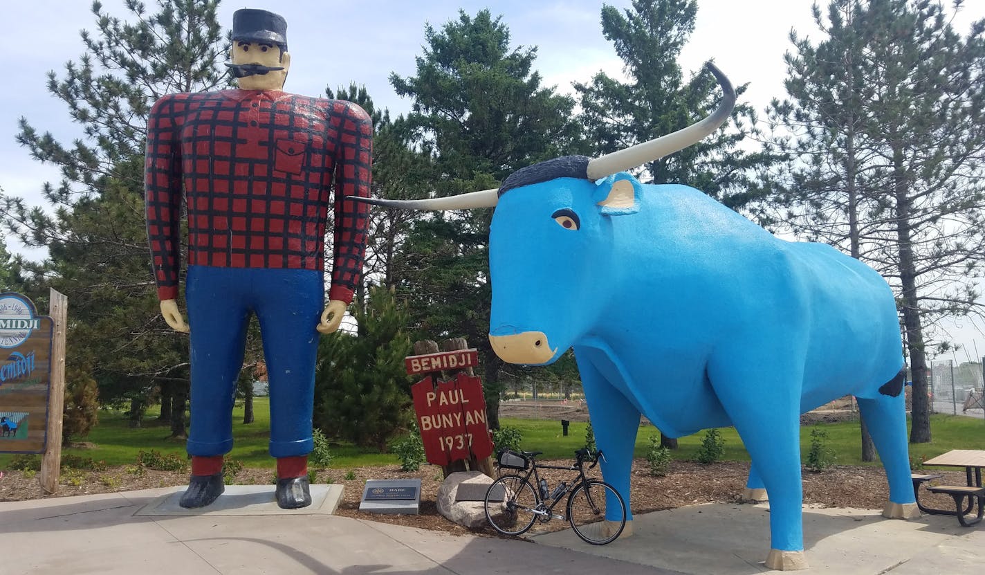 Paul Bunyan and Babe statues in Bemidji. Photo by Simon Peter Groebner