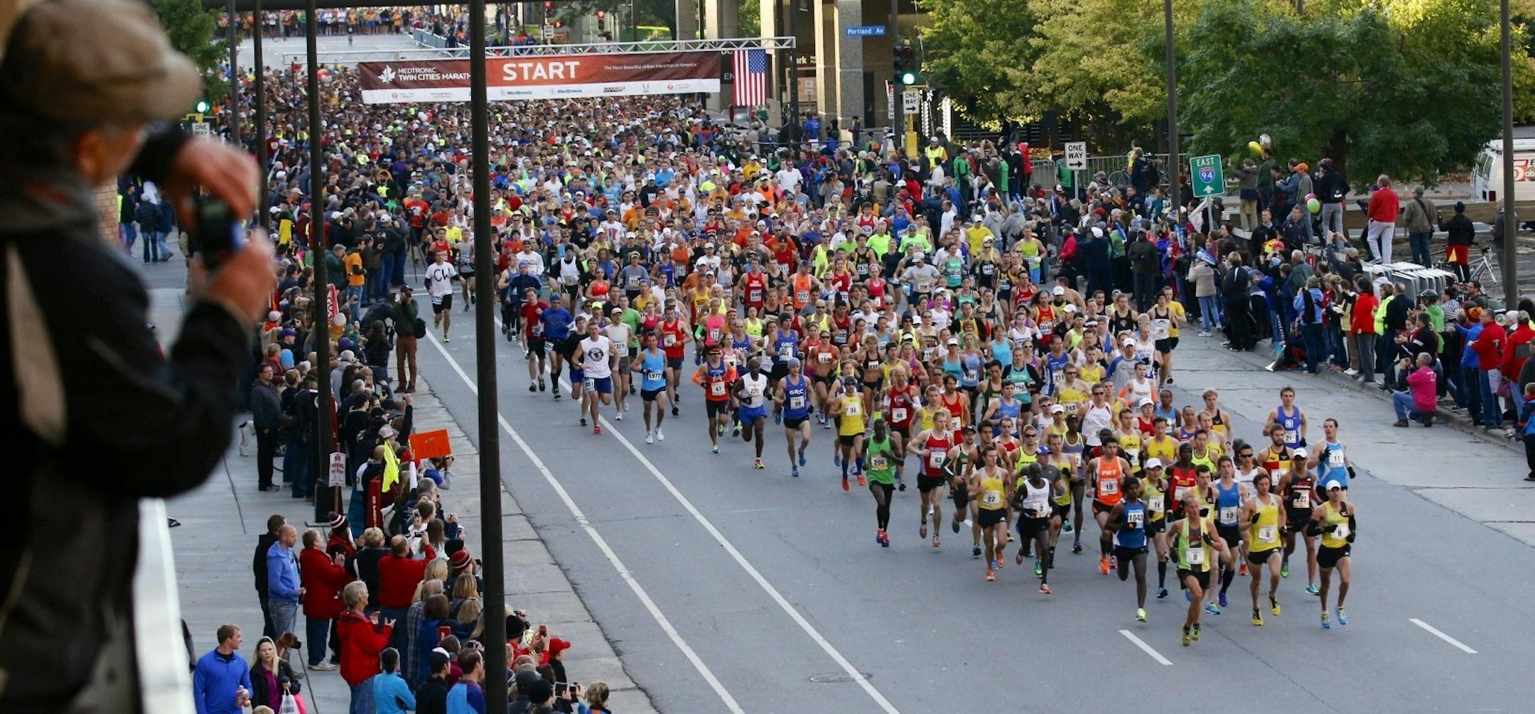 The runners got started early this morning at the Twin Cities Marathon.