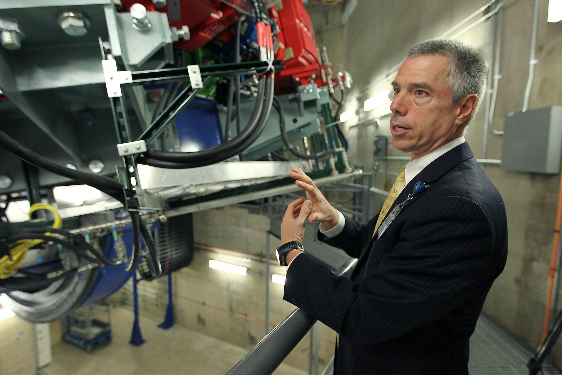 Michael Herman, the chief physicist for the Mayo proton beam facility, showed the machine from the end the patient doesn't see, Monday, June 22, 2015 at Mayo Clinic in Rochester, MN.