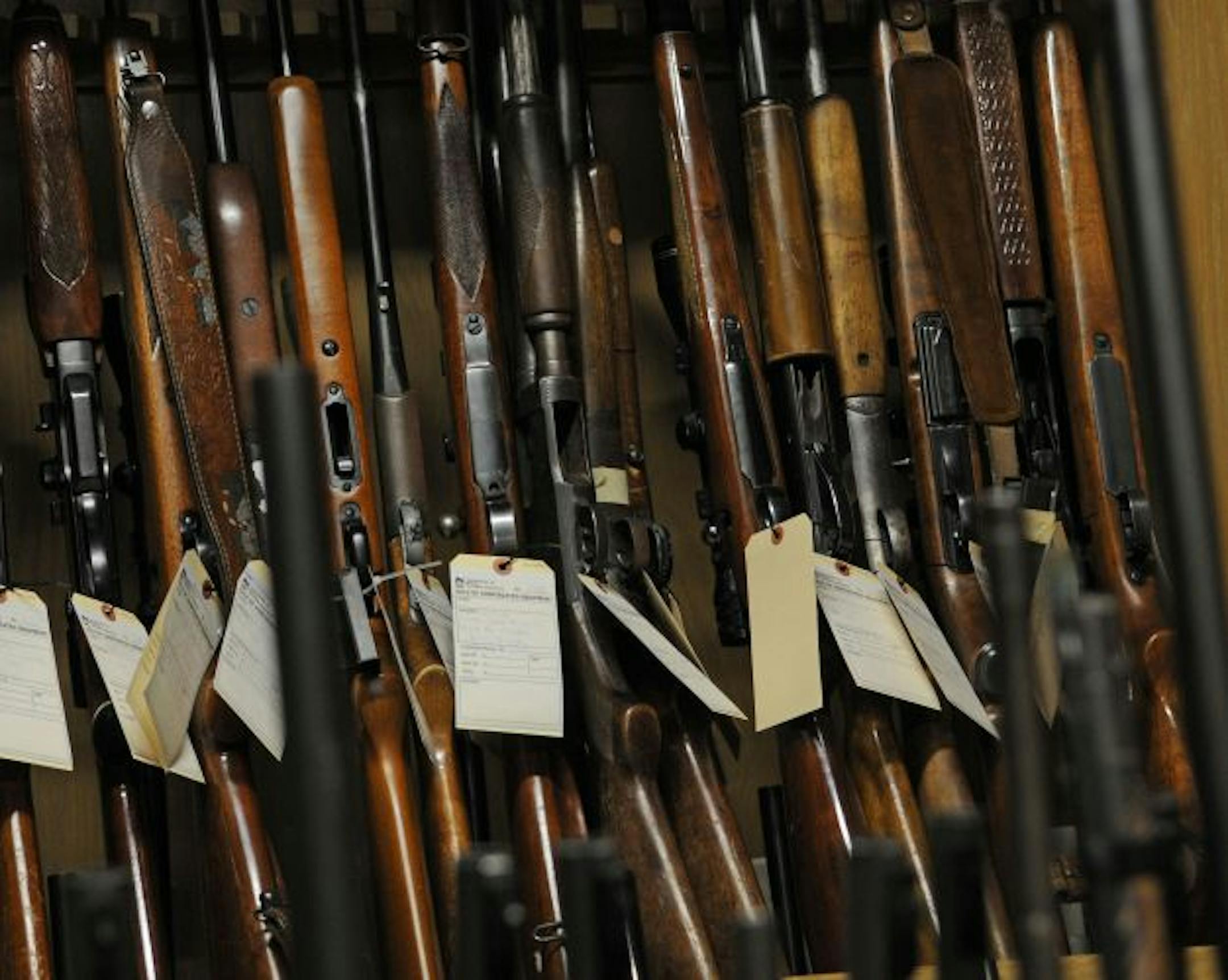 Some of the hundreds of guns to be auctioned.