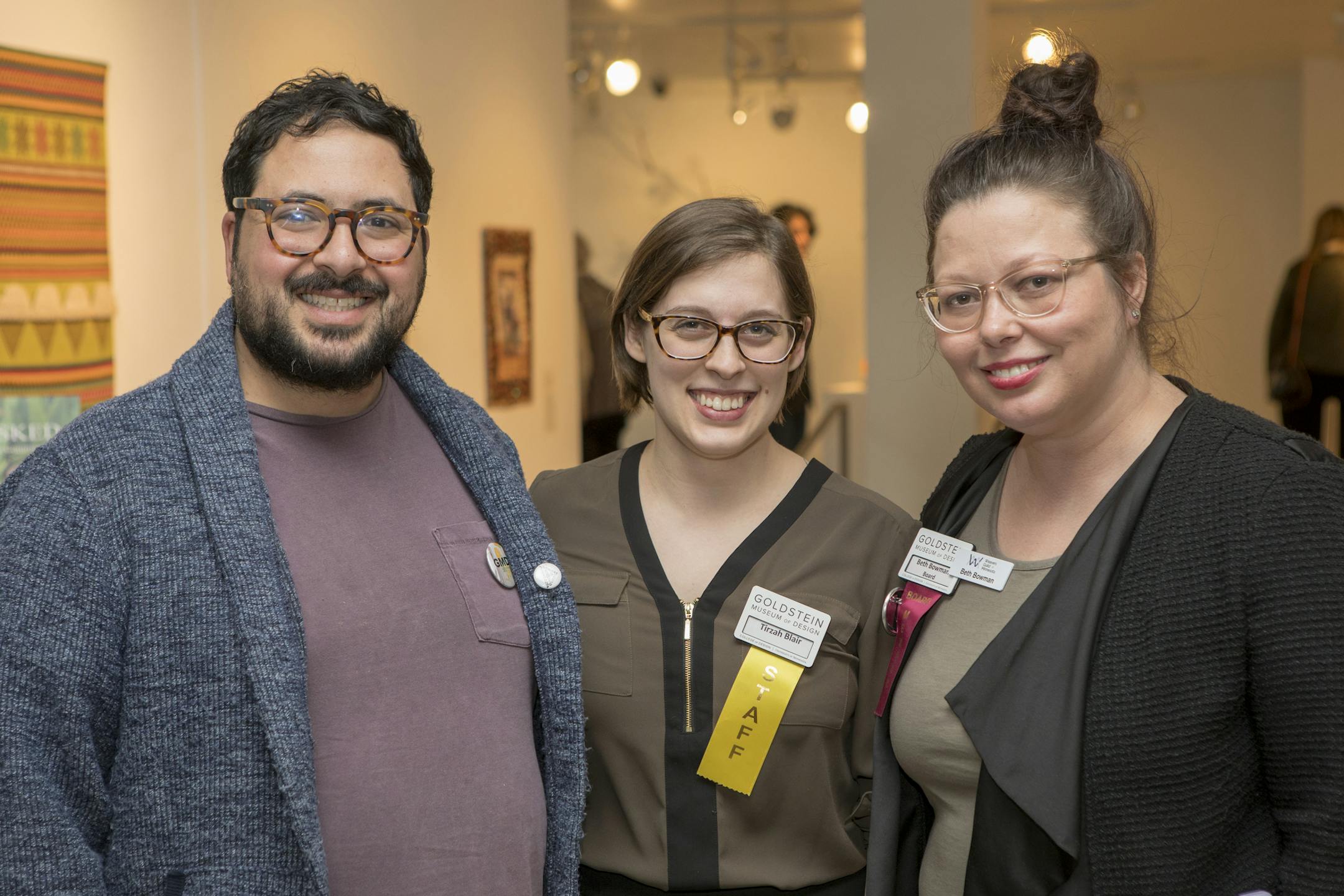 Jaime Erbach, Tirzah Blair and Beth Bowman at Cocktails by Design. [ Special to Star Tribune, photo by Matt Blewett, Matte B Photography, matt@mattebphoto.com, Goldstein Museum of Design, Cocktails by Design, March 22, 2018, , Minnesota, SAXO 1005784328 FACE040118