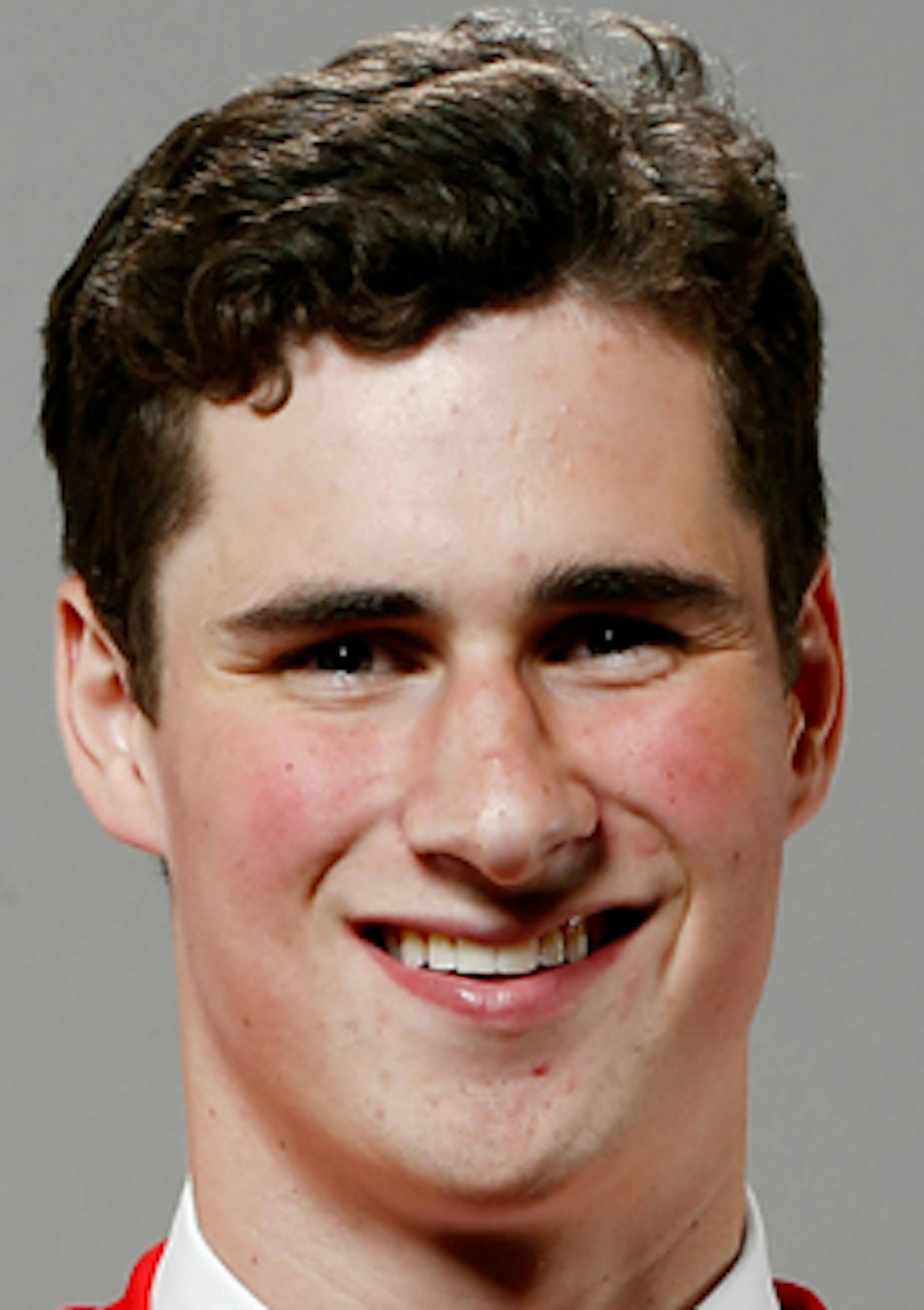 PHILADELPHIA, PA - JUNE 27: Dylan Larkin of the Detroit Red Wings poses for a portrait during the 2014 NHL Draft at the Wells Fargo Center on June 27, 2014 in Philadelphia, Pennsylvania. (Photo by Jeff Zelevansky/Getty Images) *** Local Caption *** Dylan Larkin ORG XMIT: 498655293