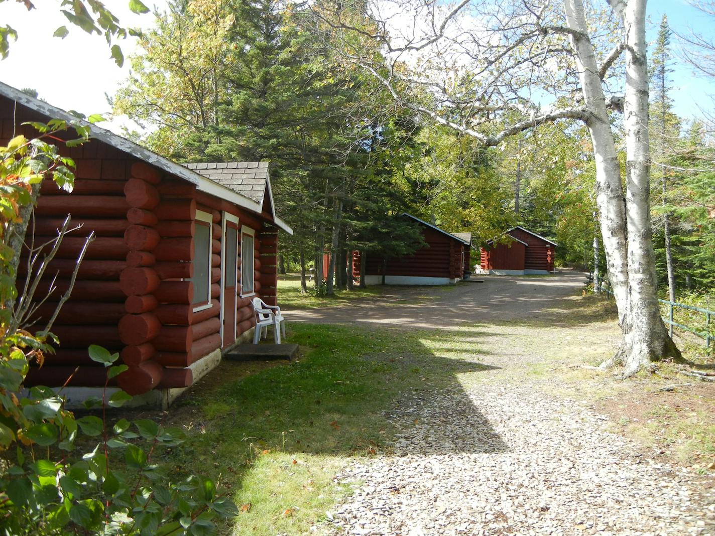 The back of Cabin 3 at Lamb&#xed;s resort faces a river trail and the Cross River Falls. You can hear the roar of the water always in the background. Photo by Sue Campbell * Star Tribune