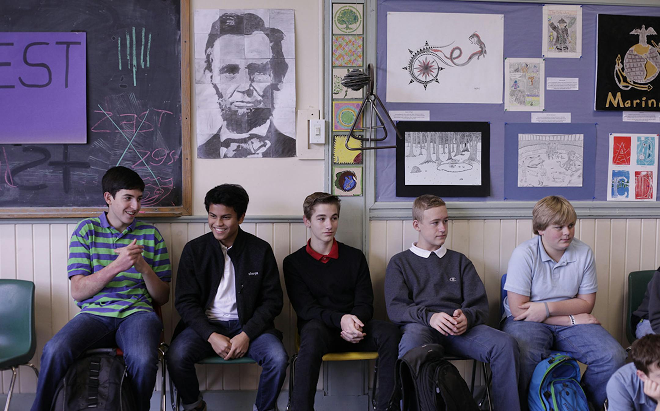 Boys gather to get ready for morning circle. Credit: Courtesy of Lindsay Taylor Jackson Producer: Florentine Films