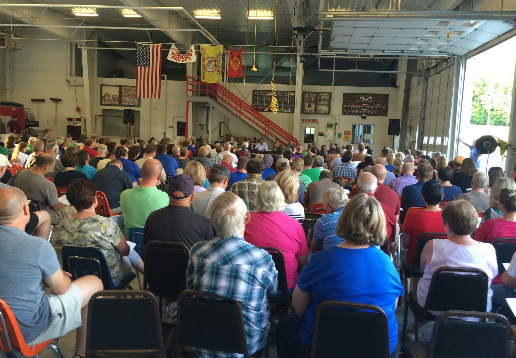 Photo by Susan Feyder: More than 200 people crammed Thursday night's meeting in Rockford.