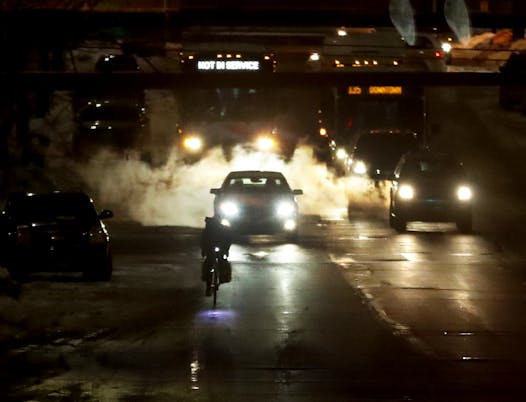 Auto exhaust made for a steamy bike commute last winter in Minneapolis.