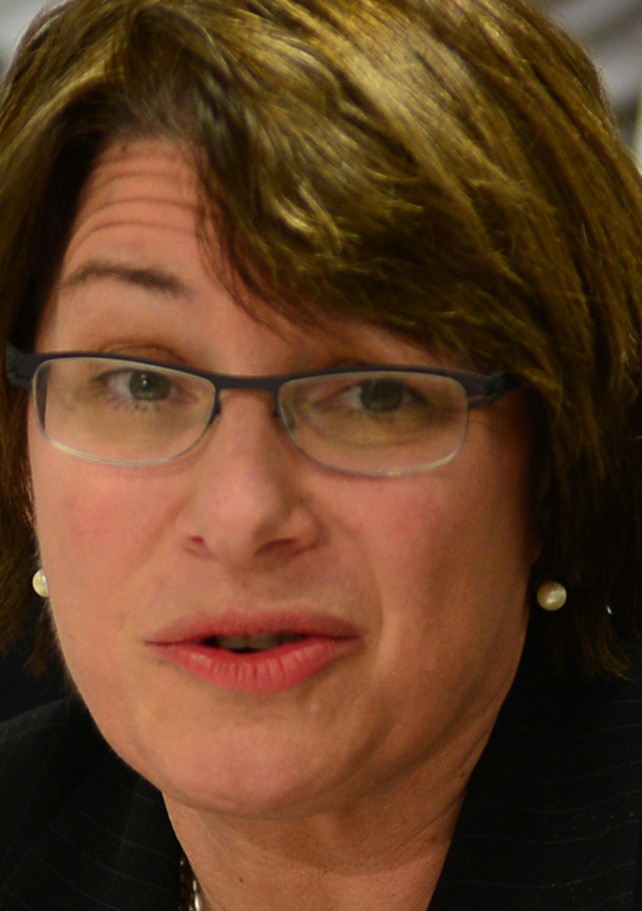 U.S. Senator Amy Klobuchar, Minneapolis Chief of Police Janee Harteau, University of Minnesota Police Chief Greg Hestness held a press conference to talk about mandatory kill switch legislation for cell phones in the wake of 25 robberies at the U of M campus. Amy Klobuchar and Janee Harteau, talked about how thieves are stealing phone and personal information. ] Richard.Sennott@startribune.com Richard Sennott/Star Tribune Minneapolis, Minn. Tuesday1/21/2014) ** (cq)