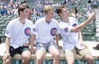 CHICAGO, IL - JUNE 21: Top 2017 NHL Draft prospects (left to right) Nolan Patrick, Casey Mittelstadt and Gabriel Vilardi take a selfie prior to a game