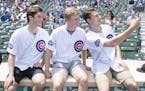 CHICAGO, IL - JUNE 21: Top 2017 NHL Draft prospects (left to right) Nolan Patrick, Casey Mittelstadt and Gabriel Vilardi take a selfie prior to a game
