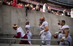 The Gophers headed off the field after losing to No. 3 Ohio State 30-14 at Ohio Stadium on Saturday.