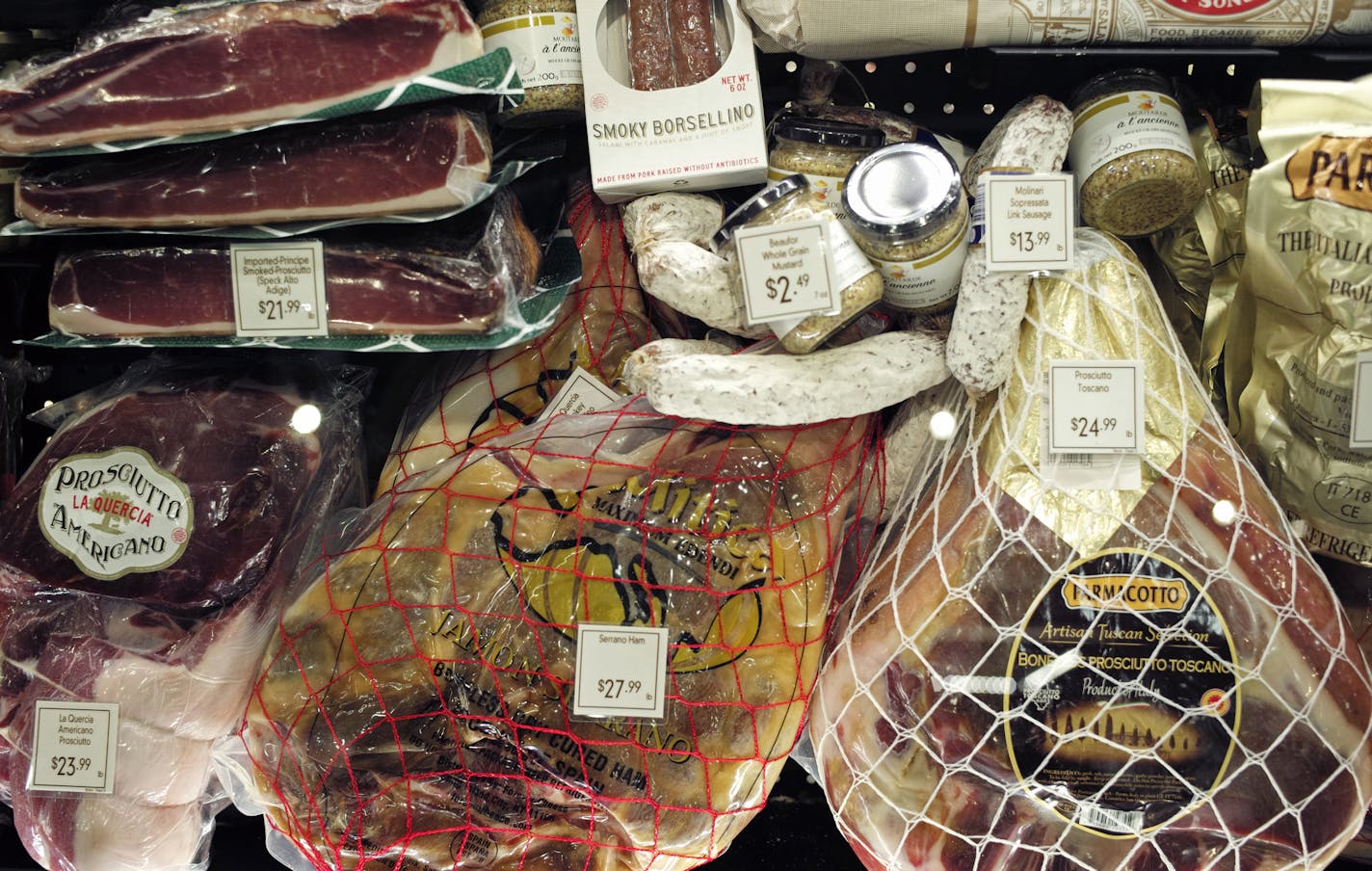 At the Lunds and Byerly's Kitchen in downtown Wayzata, some of the gourmet charcuterie that is offered includes prosciuitto from Italy and Iowa. ]richard.tsong-taatarii/rtsong-taatarii@startribune.com