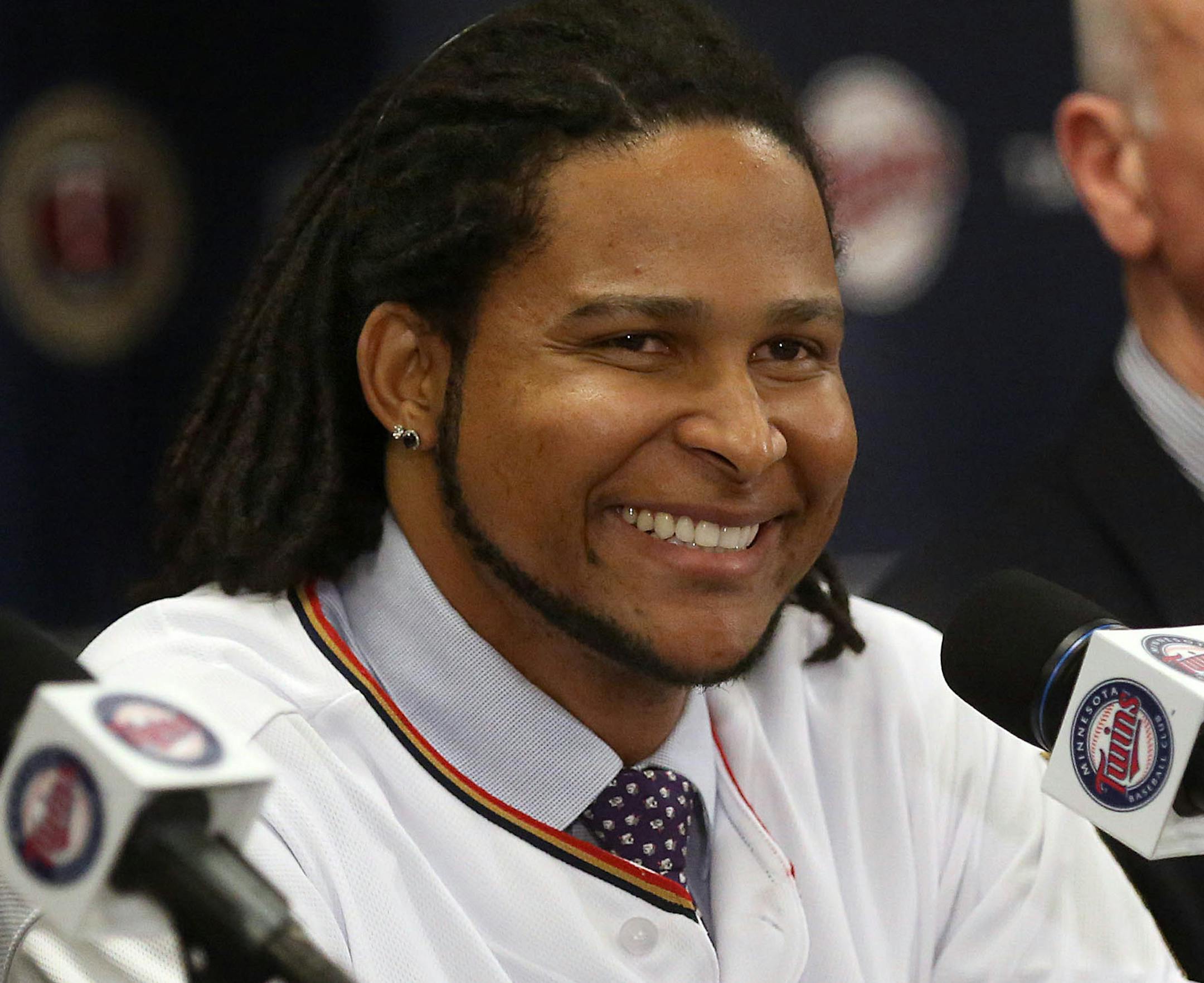 New Minnesota Twins pitcher Ervin Santana was introduced during a news conference at Target Field. ] JIM GEHRZ ‚Ä¢ james.gehrz@startribune.com / Minneapolis, MN / December 13, 2014 /10:00 AM ‚Äì BACKGROUND INFORMATION: New Minnesota Twins pitcher Ervin Santana was introduced during a news conference at Target Field. Also appearing at the press conference were: Terry Ryan, Twins General Manager, manager Paul Molitor and Santana‚Äôs agent, Jay Alo