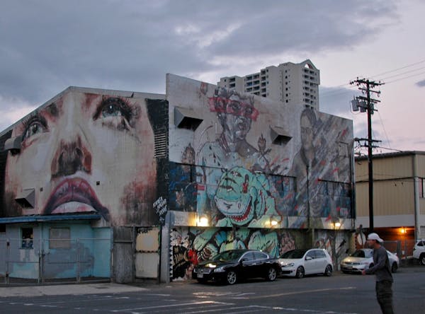 Street art in Honolulu&#x2019;s up-and-coming Kakaako neighborhood.