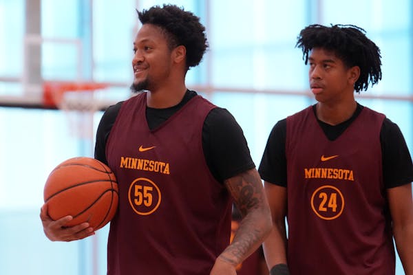 Ta’Lon Cooper (55) and Jaden Henley (24) are two new guards for the Gophers this season.