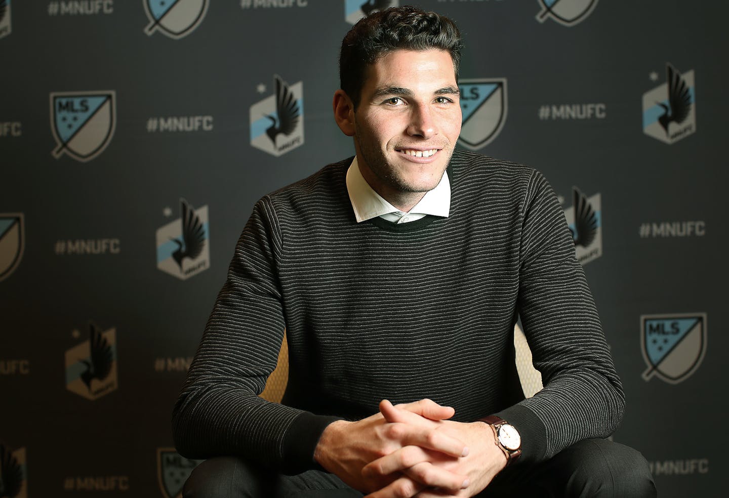 Minnesota United's Joe Greenspan, shown at the team's headquarters in Golden Valley in January, has been loaned to the United Soccer League's Pittsburgh Riverhounds, ostensibly so he can get more playing time. He had been sidelined for several weeks with a concussion.